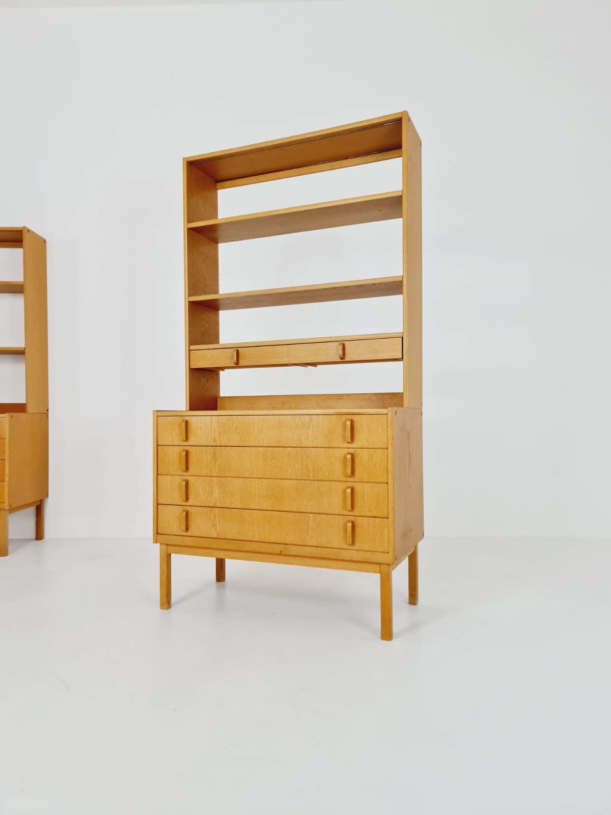 Midcentury Swedish oak bookcase unit By Bertil Fridhagen, Bodafors, 1960s