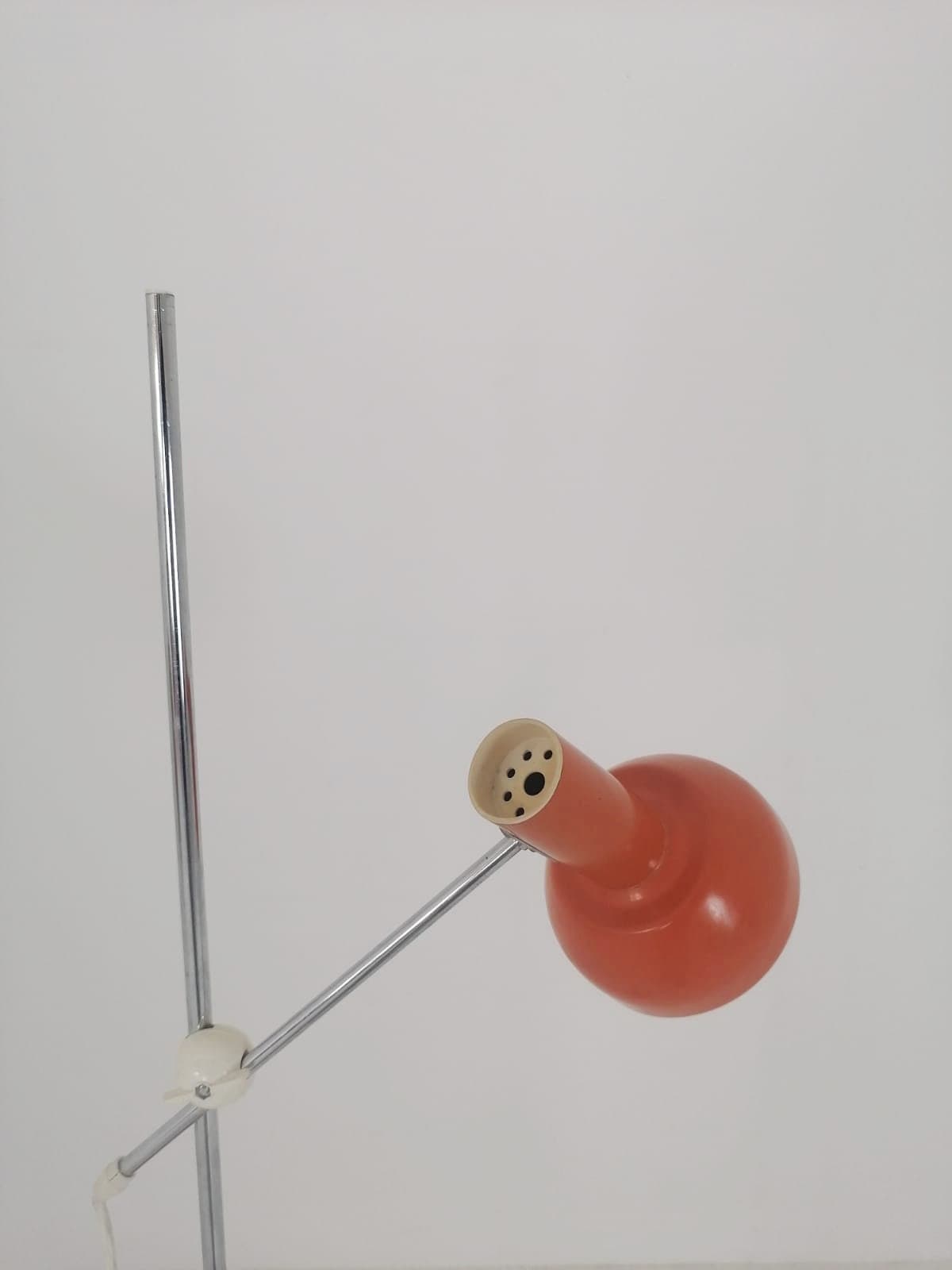 Vintage West German adjustable red chrome floor lamp industrial studio loft handle modernist minimal 1960s