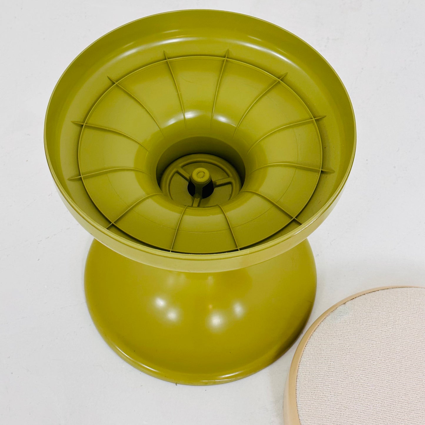 White / green vintage stool by Isoklepa - space age stool - Tulip Stool - Vintage Upholstered Plastic Stool - Germany, 1970s