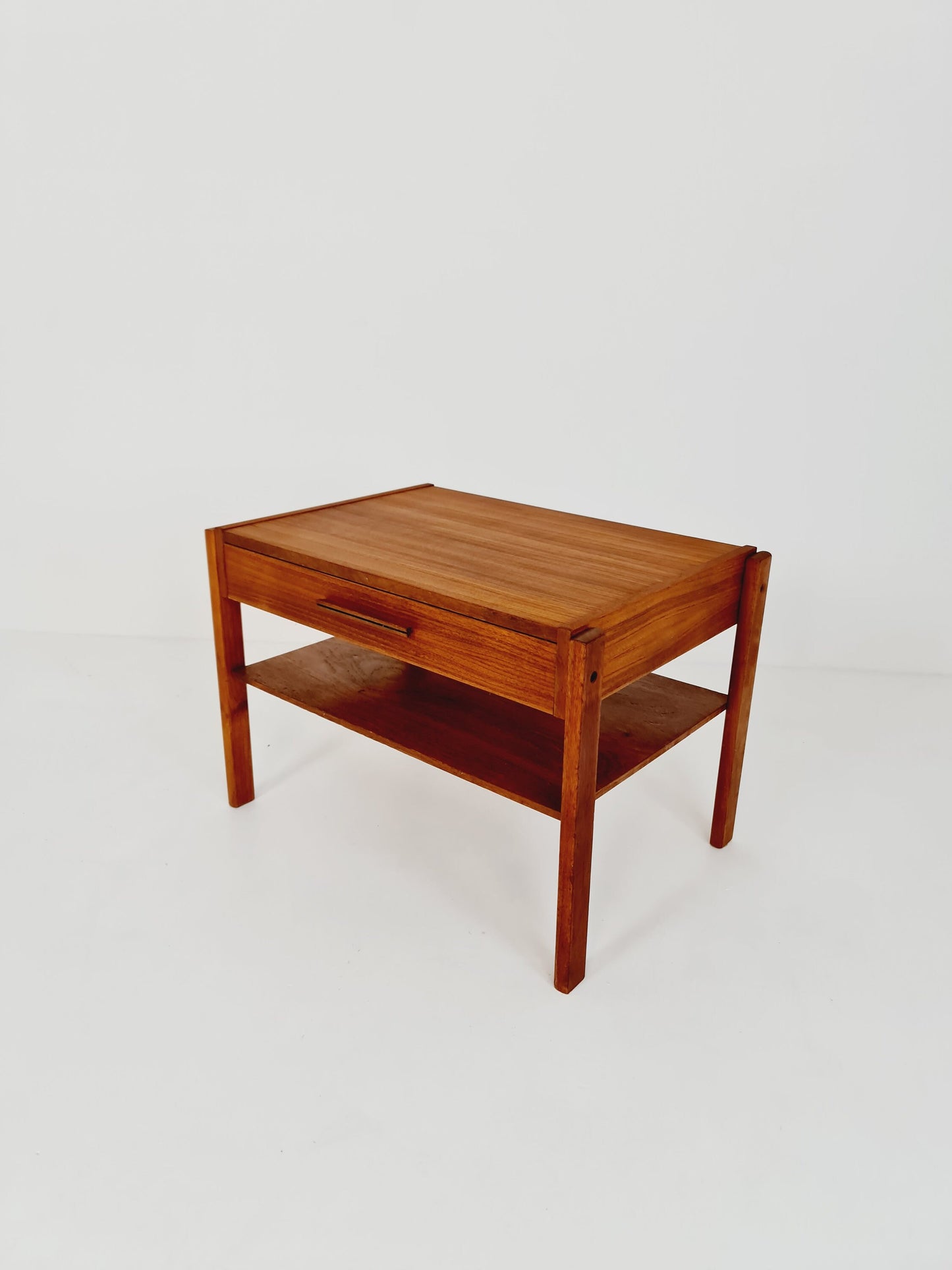 Midcentury wide Danish teak vintage Side table/ Bedside table/ Night stand, 1960s