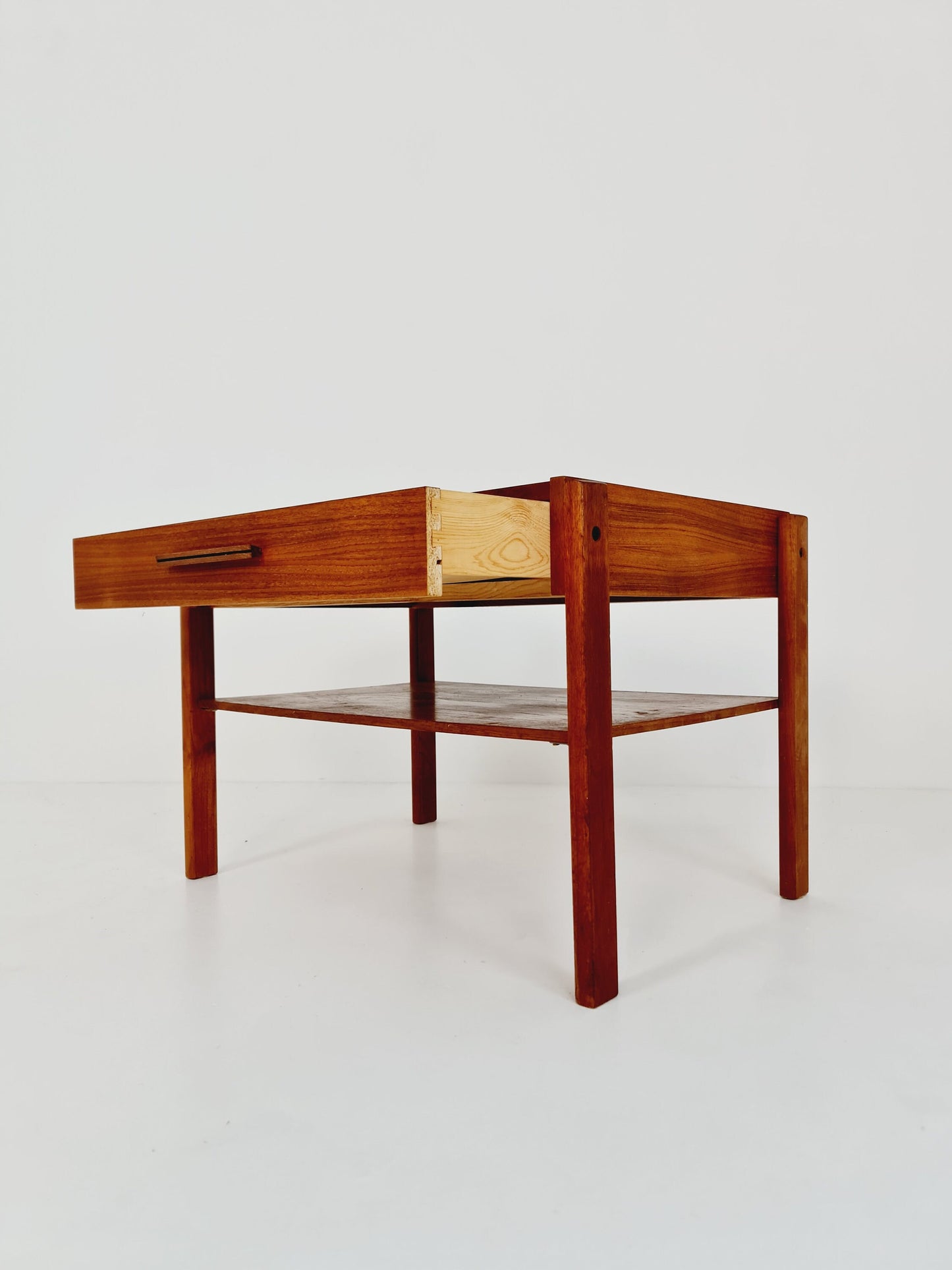 Midcentury wide Danish teak vintage Side table/ Bedside table/ Night stand, 1960s