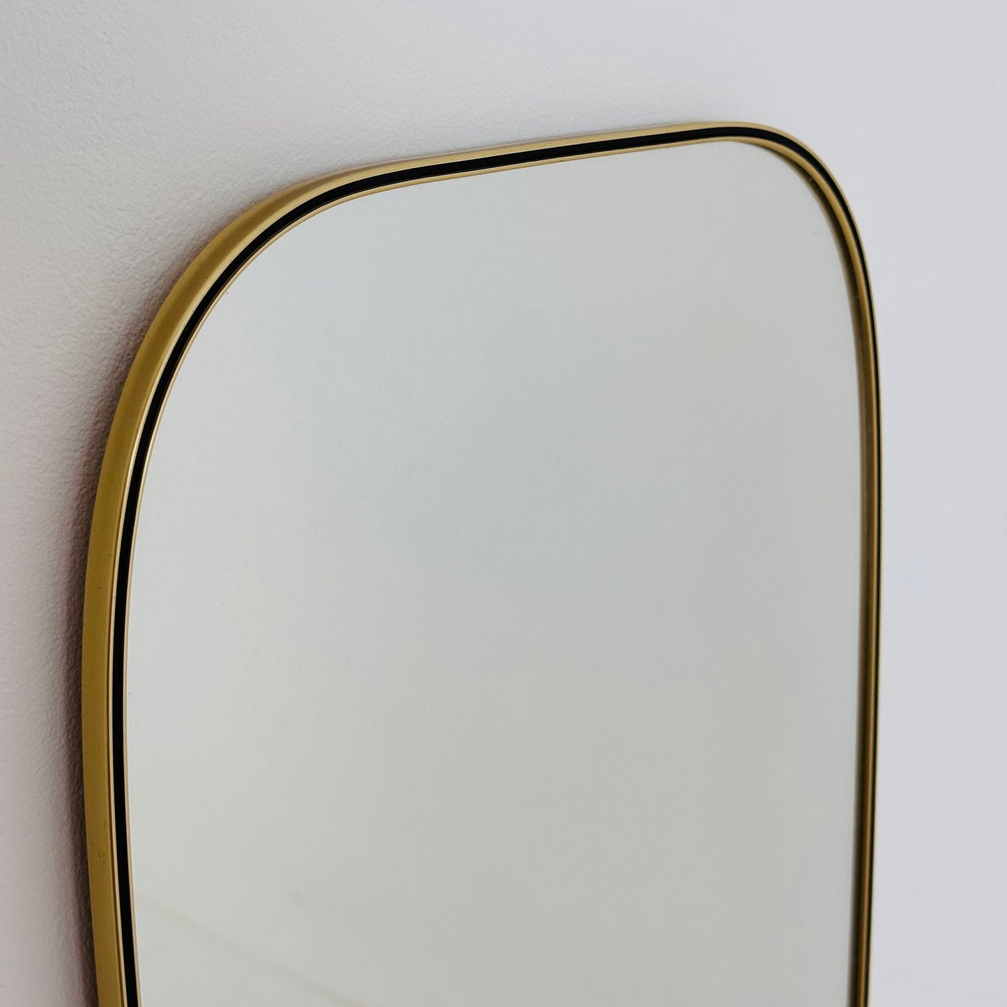 Mid Century asymmetric German brass Original kidney wall mirror from the 60s model number 986