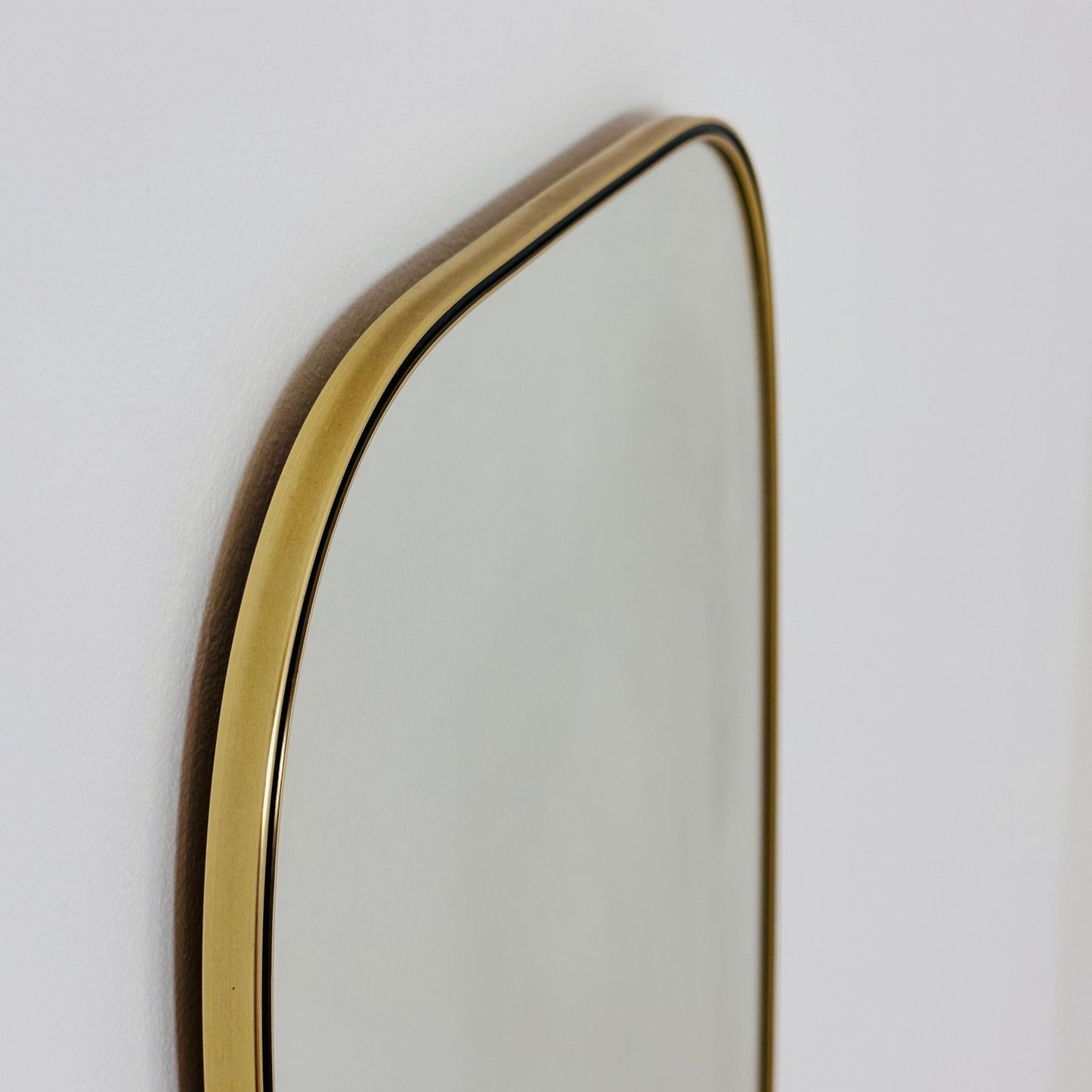 Mid Century asymmetric German brass Original kidney wall mirror from the 60s model number 986
