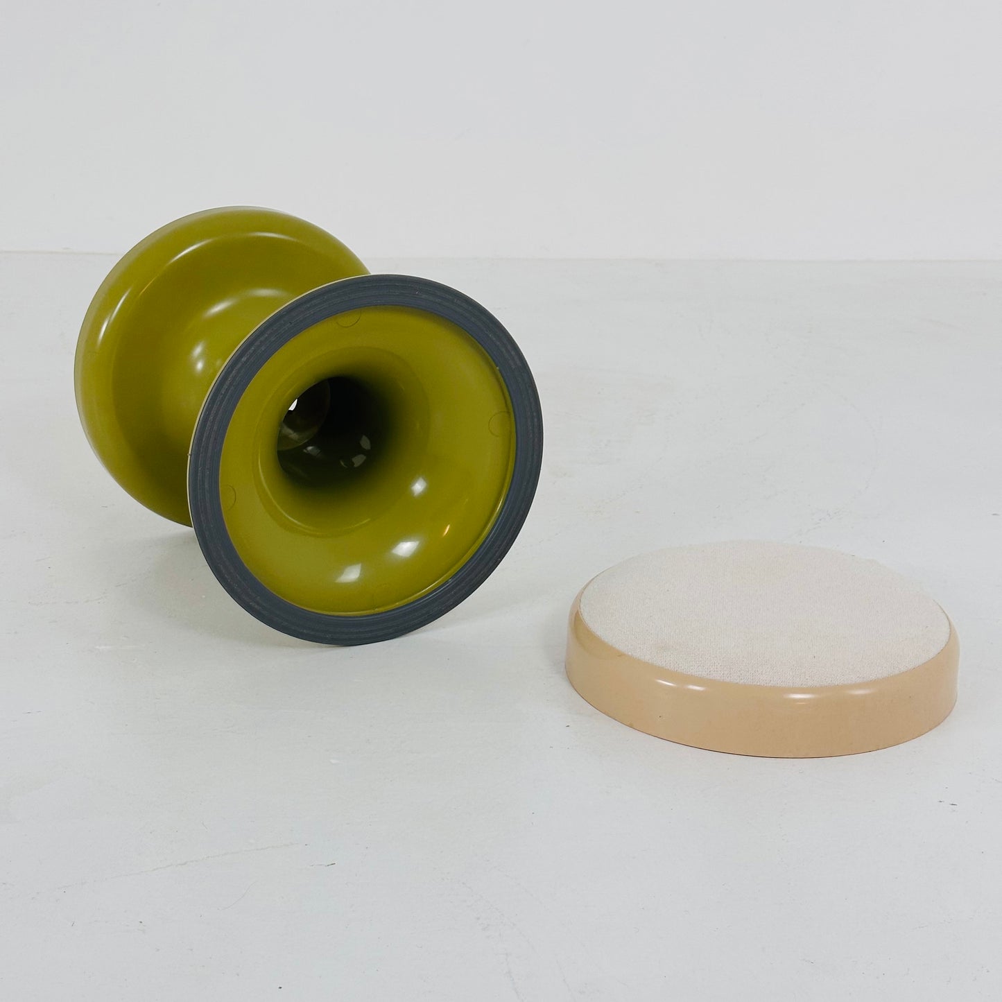 White / green vintage stool by Isoklepa - space age stool - Tulip Stool - Vintage Upholstered Plastic Stool - Germany, 1970s