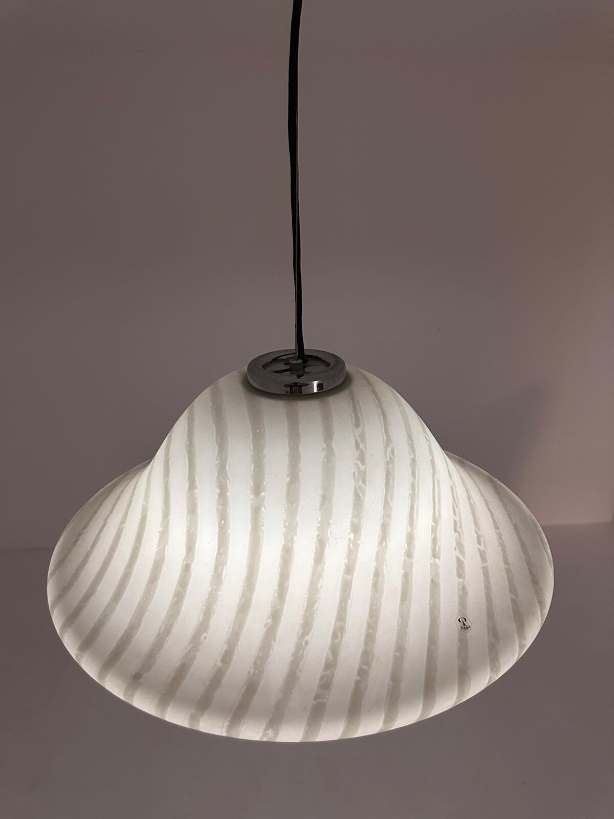 Vintage glass pendant lamp by Peill and Putzler, Germany 1965