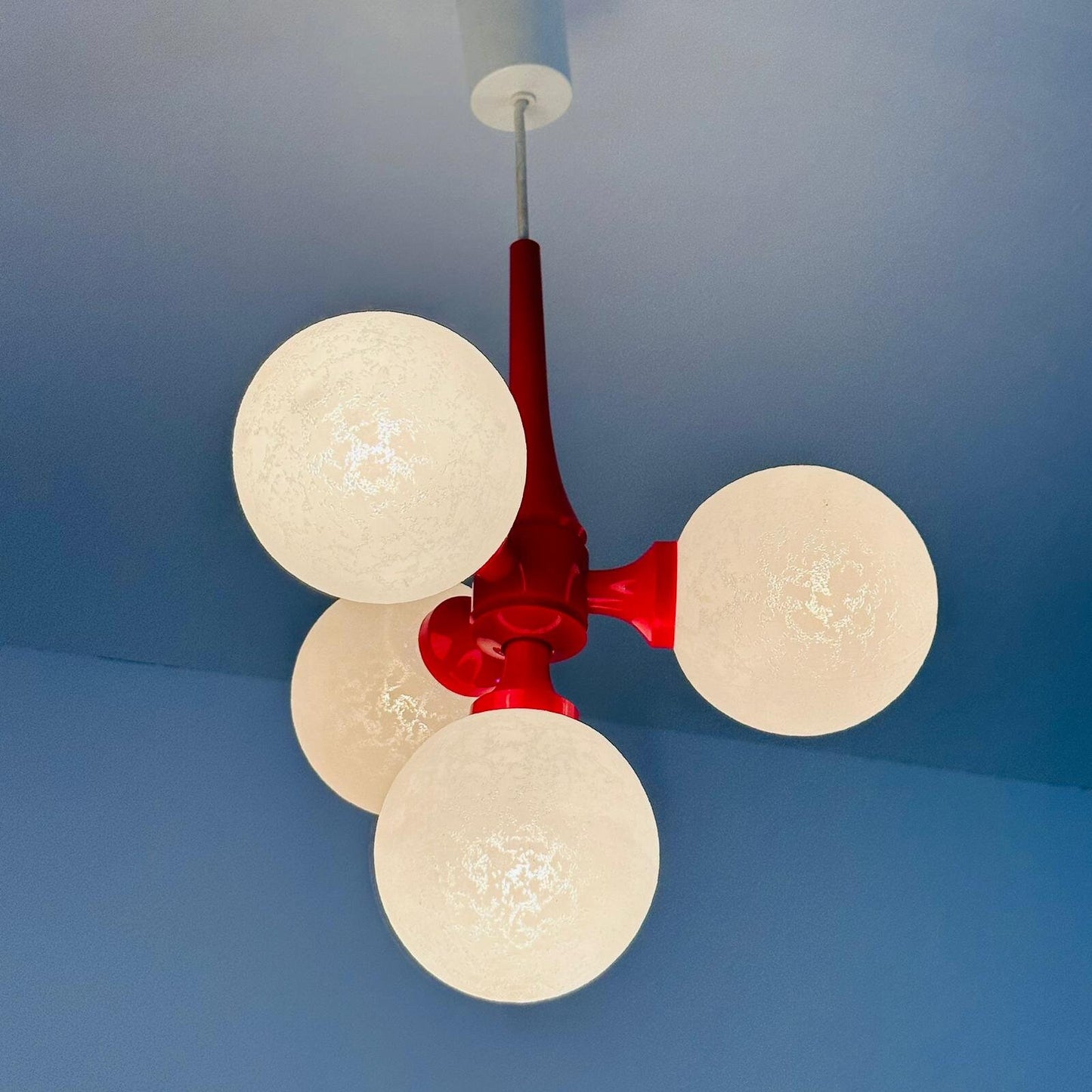 Vintage Space Age ball ceiling lamp by Richard Essig 1970s Mid century pendant lamp