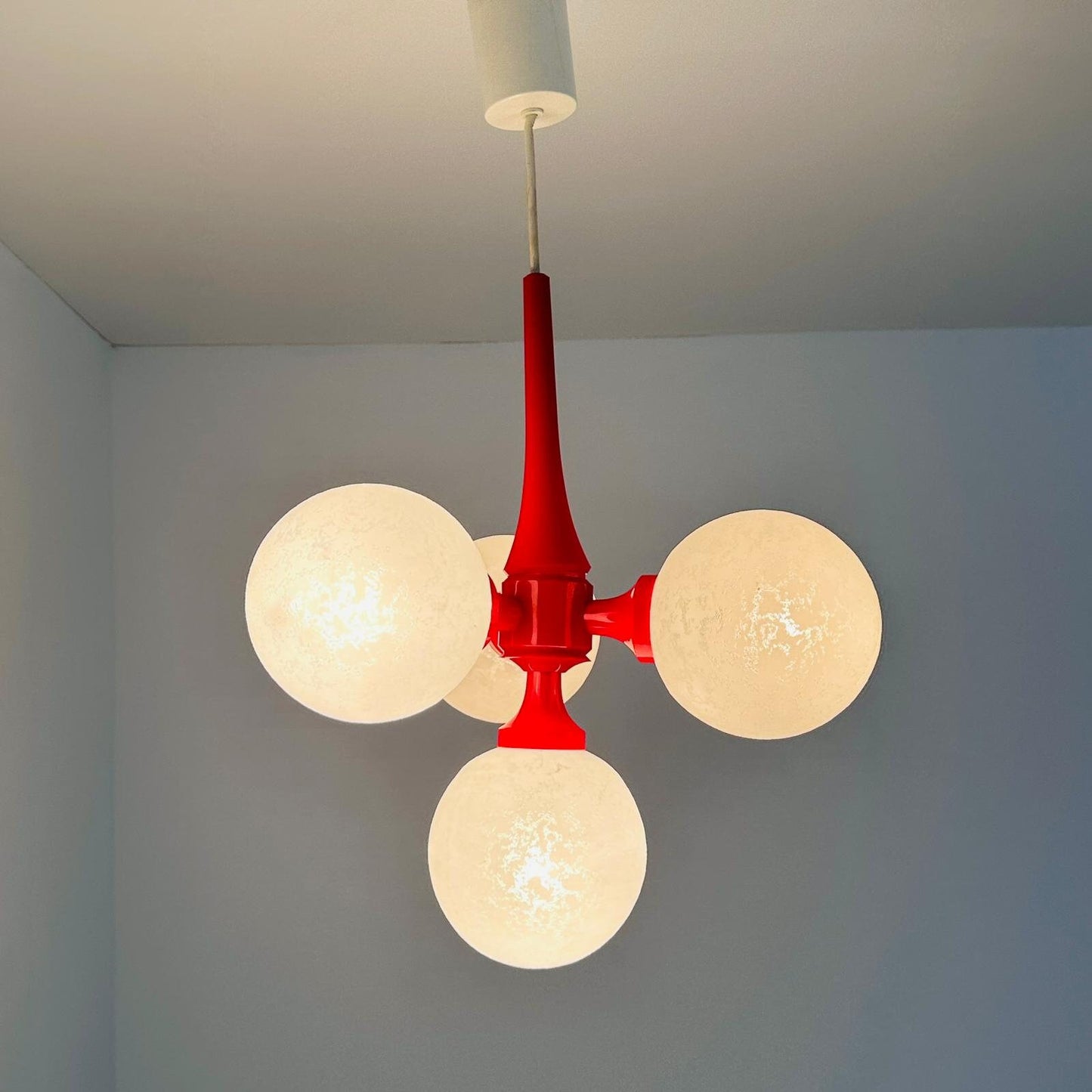 Vintage Space Age ball ceiling lamp by Richard Essig 1970s Mid century pendant lamp
