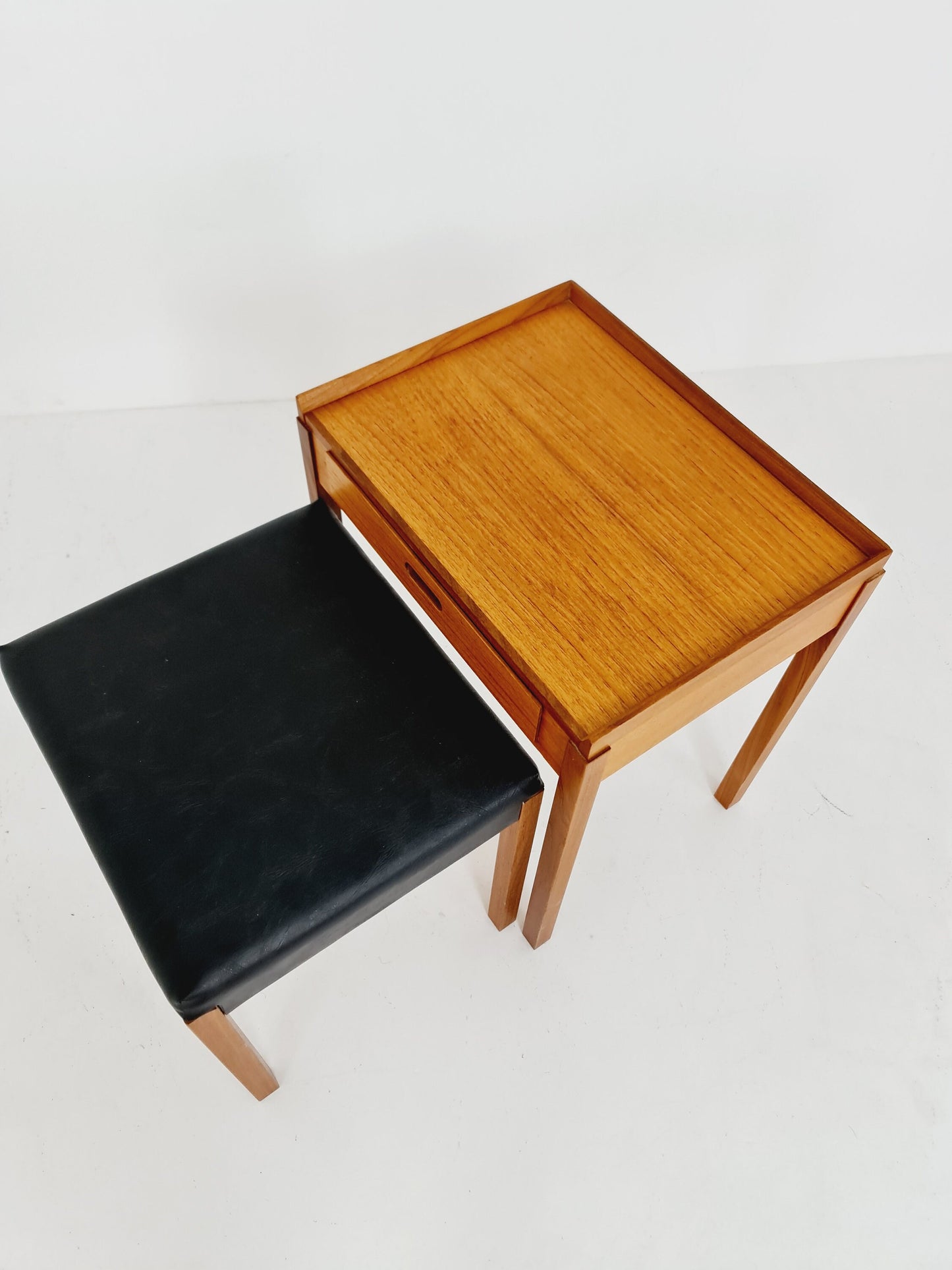 Midcentury Danish teak Side table/ Bedside table with stool, 1960s