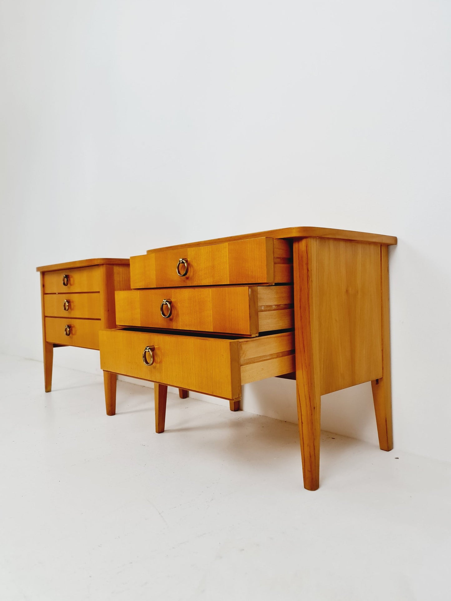 German Mid century beech nightstands/ bedside tables BY WK Möbel , 1960s