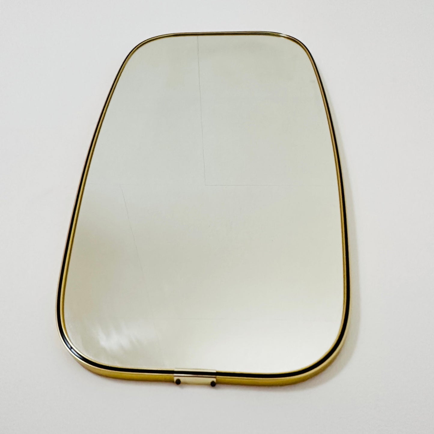 Mid Century asymmetric German brass Original kidney wall mirror from the 60s model number 986