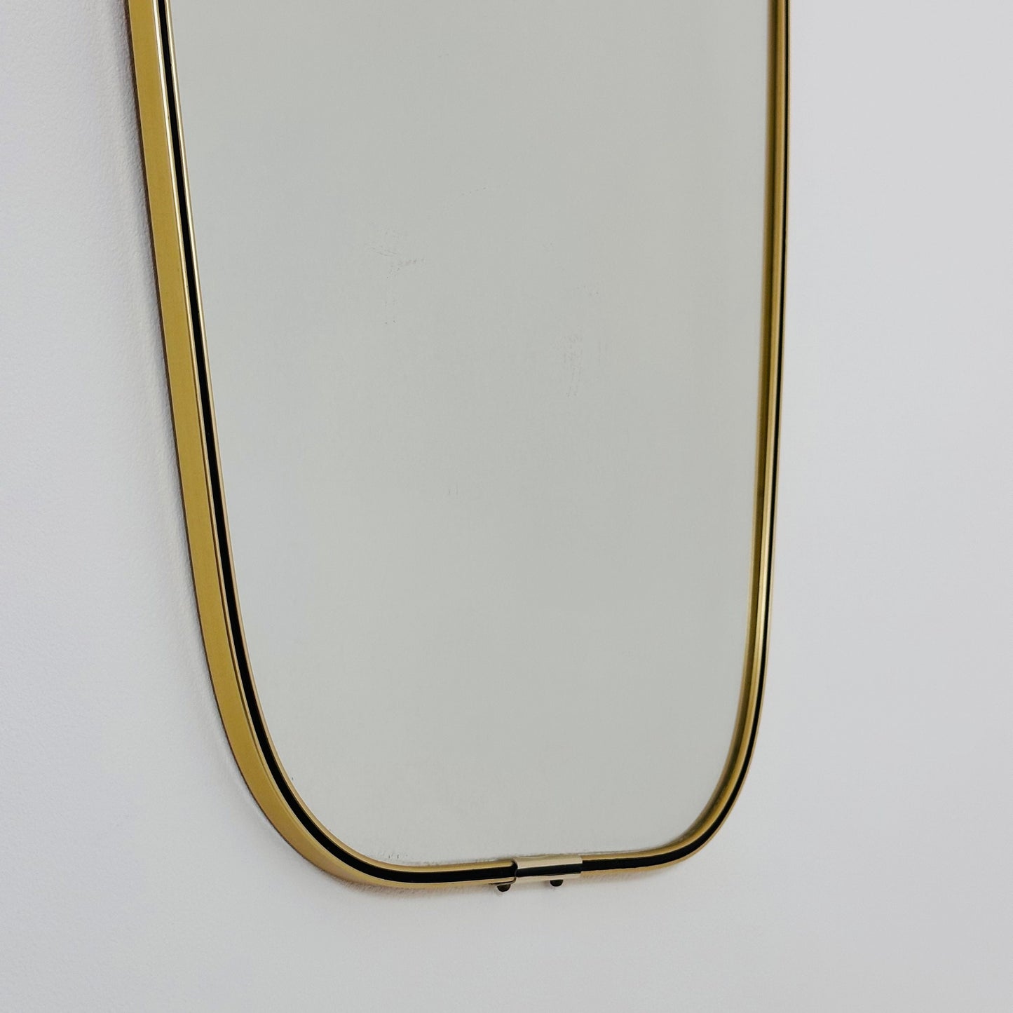 Mid Century asymmetric German brass Original kidney wall mirror from the 60s model number 986