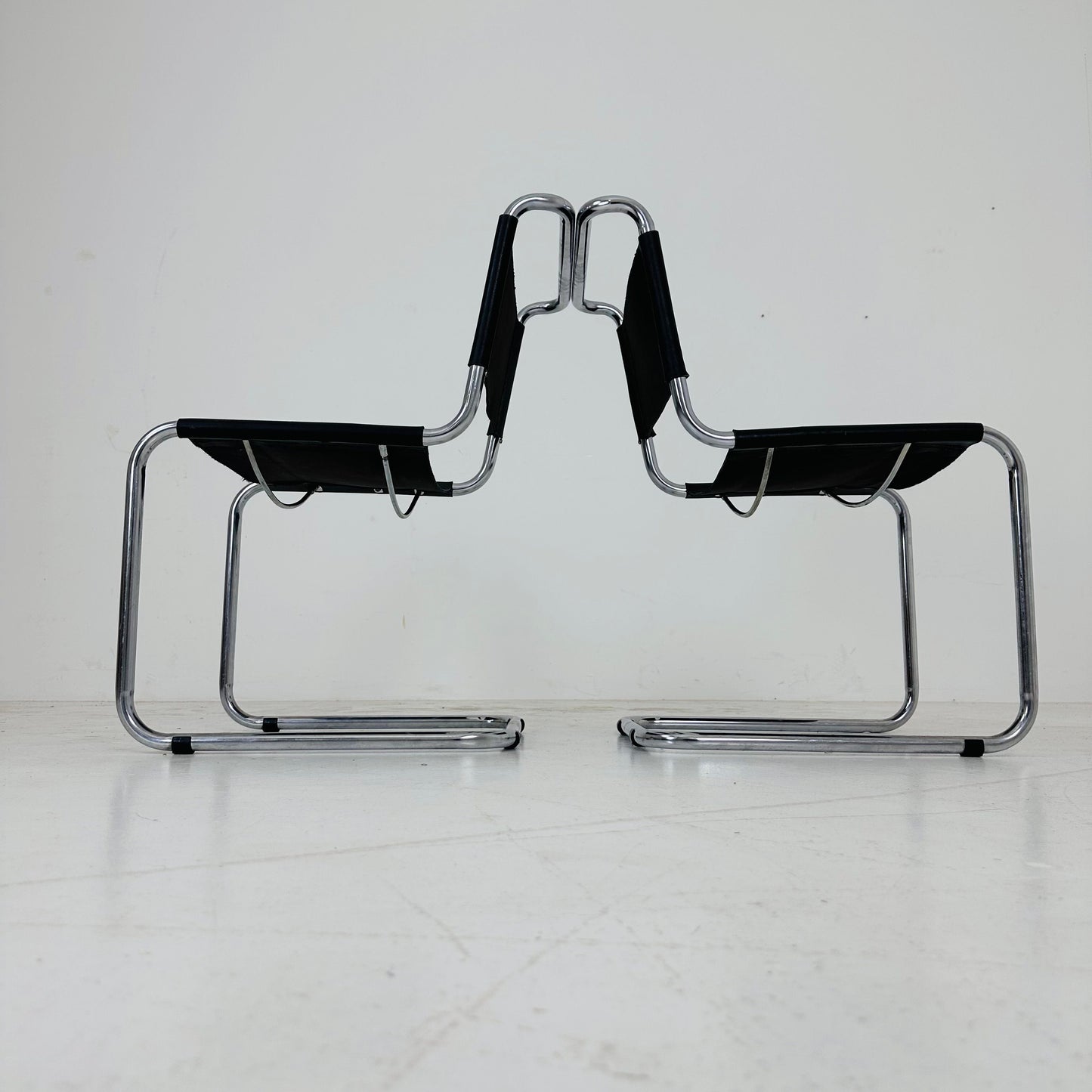 1 of 2 Mid-Century brown Vintage S33 dark brown chair from Mart Stam by Fasem Italy 1980er