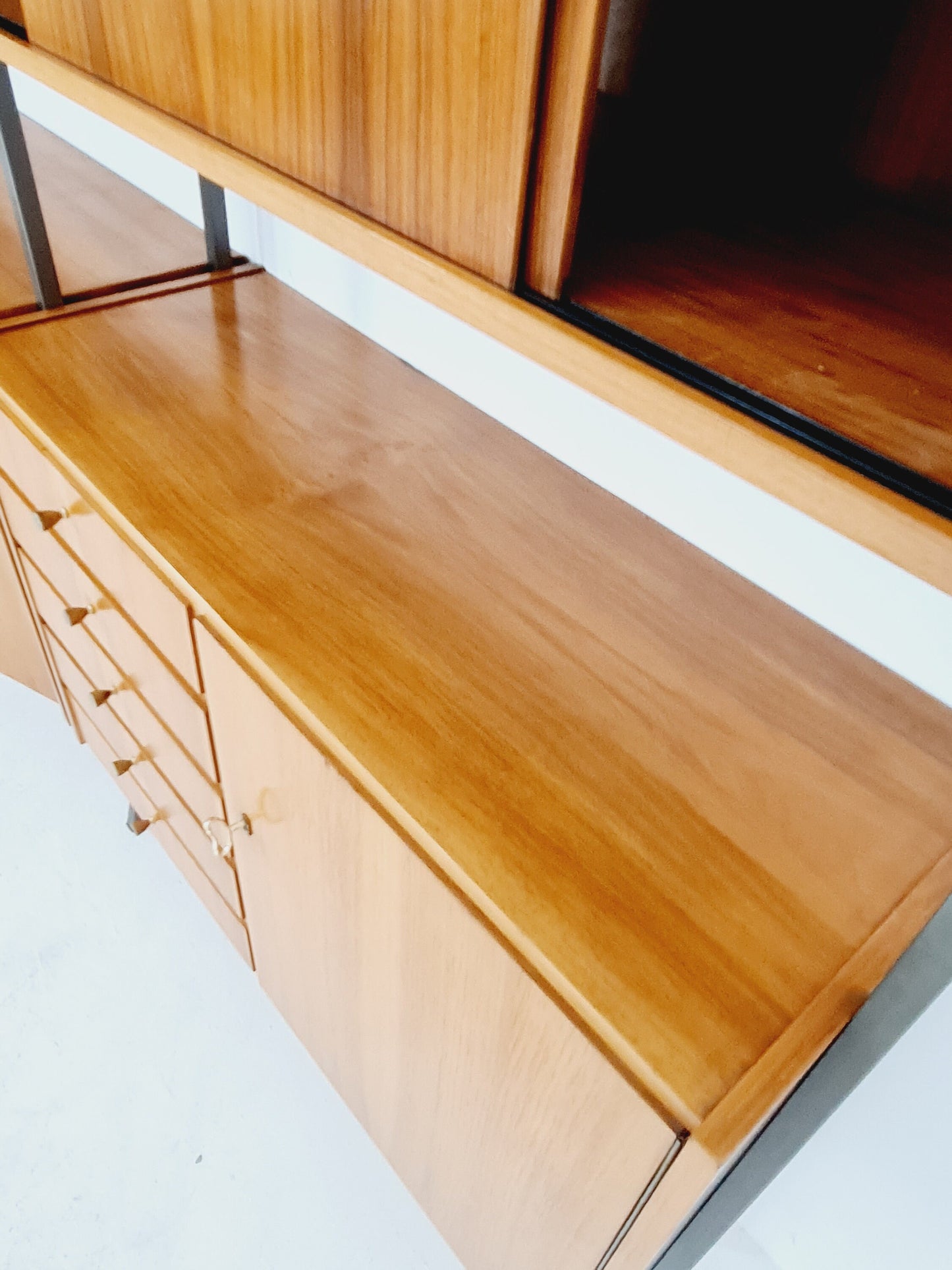 Mid century String shelf-system, bookcase walnut by Werk II Germany, 1950s