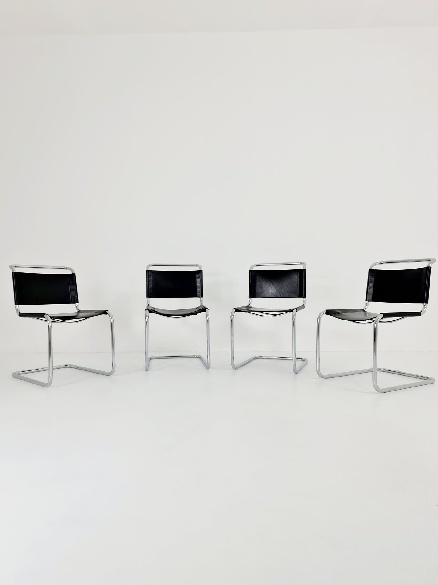 set of 4 Mid-Century Vintage S33 black Chairs by Mart Stam & Marcel Breuer from Thonet 1980s