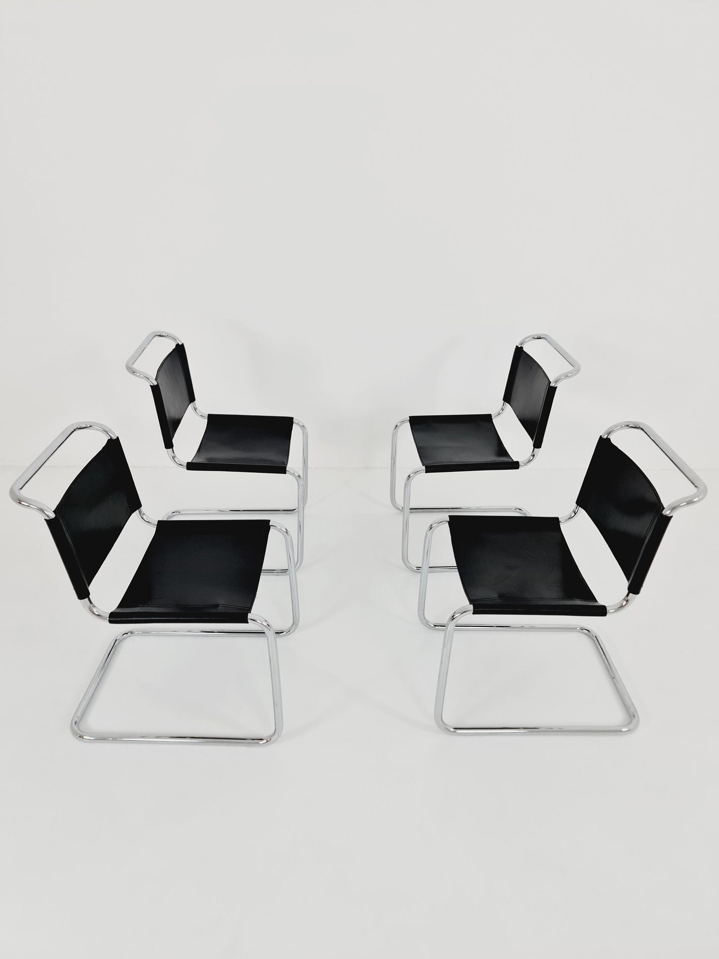 set of 4 Mid-Century Vintage S33 black Chairs by Mart Stam & Marcel Breuer from Thonet 1980s