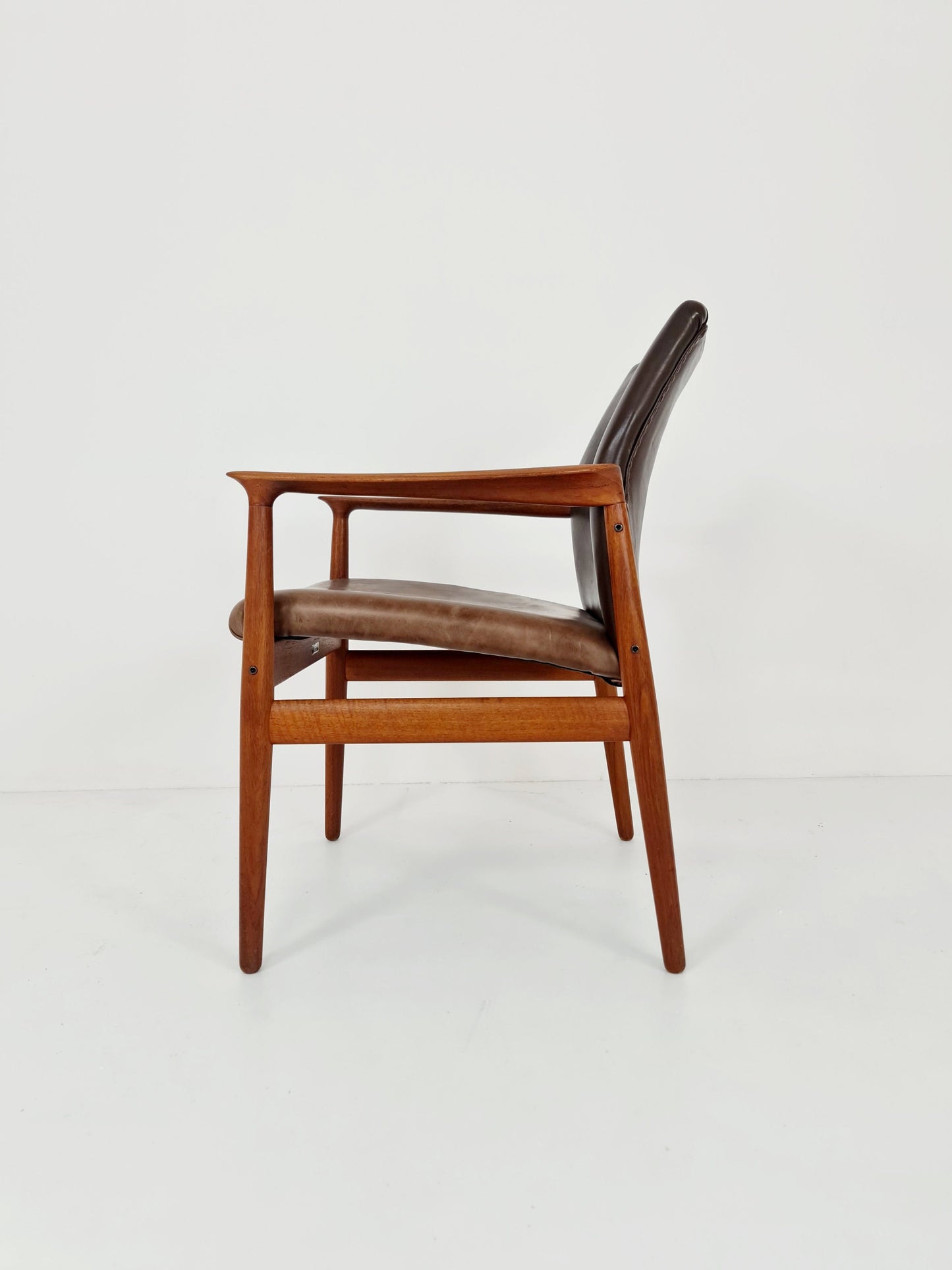 Danish teak and leather chair by Grete jalk for Glostrup Möbelfabik , 1960s