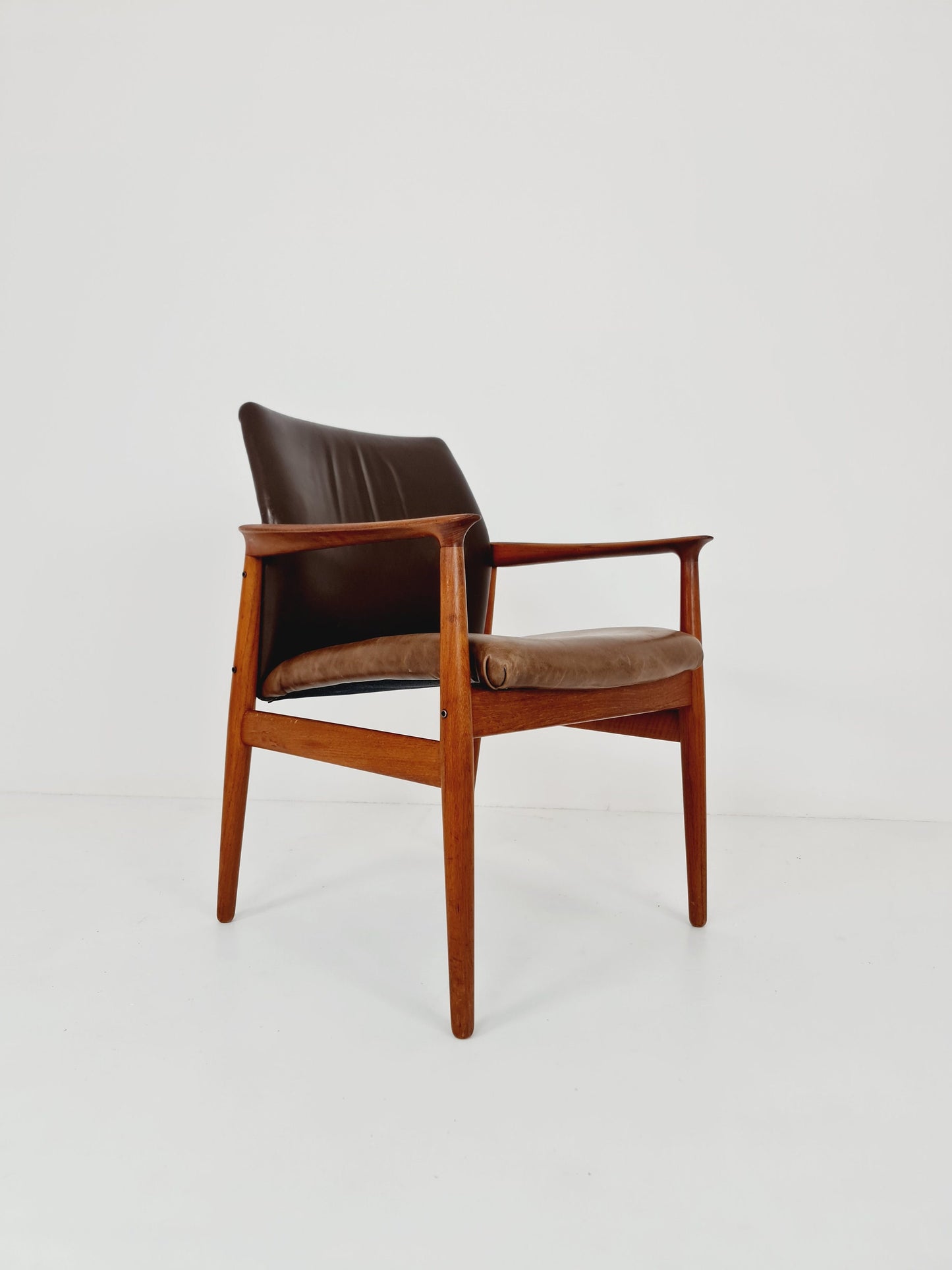 Danish teak and leather chair by Grete jalk for Glostrup Möbelfabik , 1960s