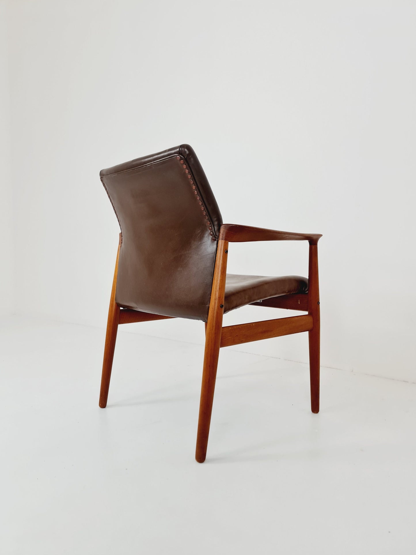 Danish teak and leather chair by Grete jalk for Glostrup Möbelfabik , 1960s