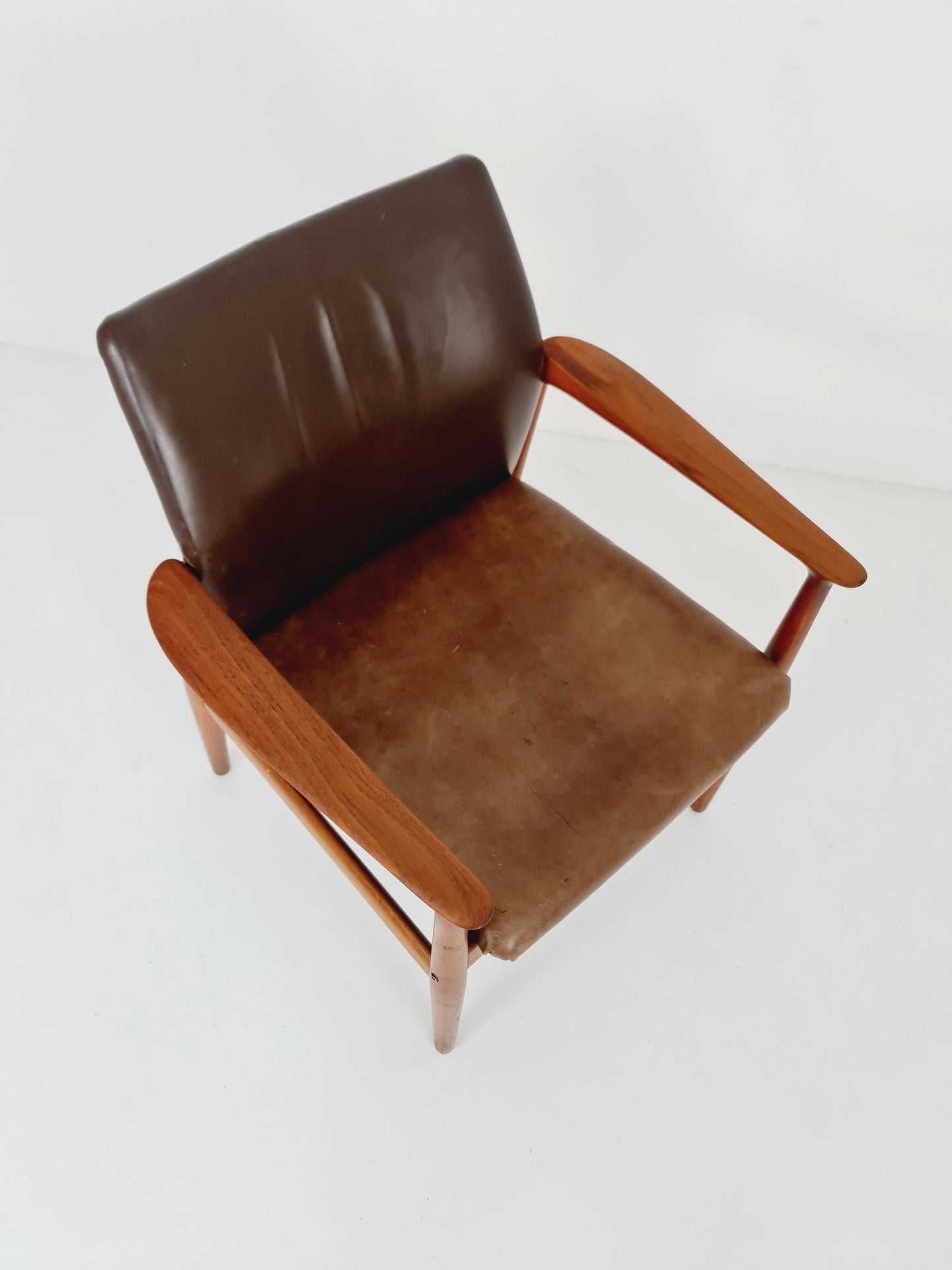 Danish teak and leather chair by Grete jalk for Glostrup Möbelfabik , 1960s