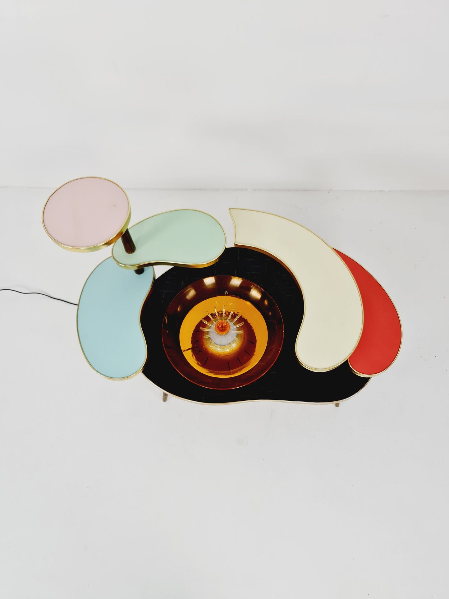 Rare Mid century Large German Plant Stand with fountain colorful Minimalist Plant Stand by Friwa west germany, 1960s