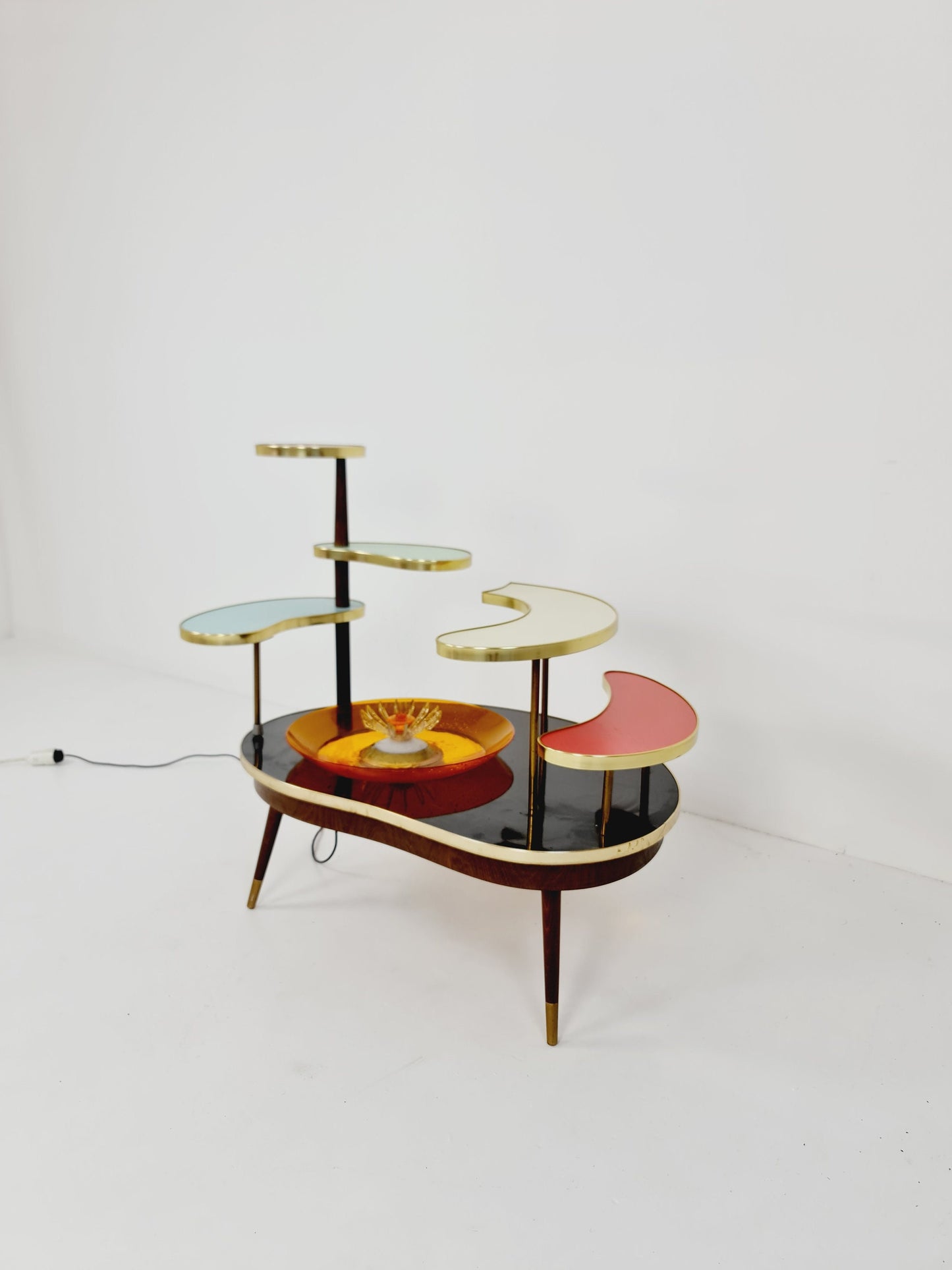 Rare Mid century Large German Plant Stand with fountain colorful Minimalist Plant Stand by Friwa west germany, 1960s