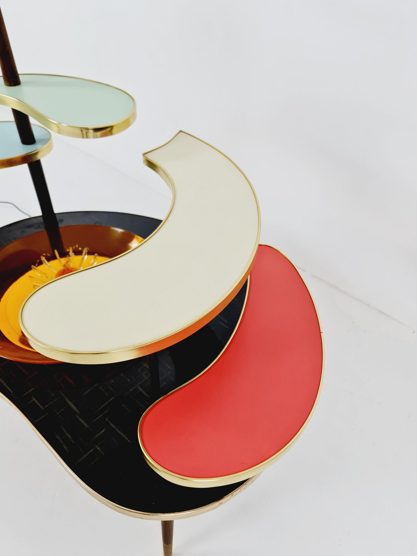 Rare Mid century Large German Plant Stand with fountain colorful Minimalist Plant Stand by Friwa west germany, 1960s
