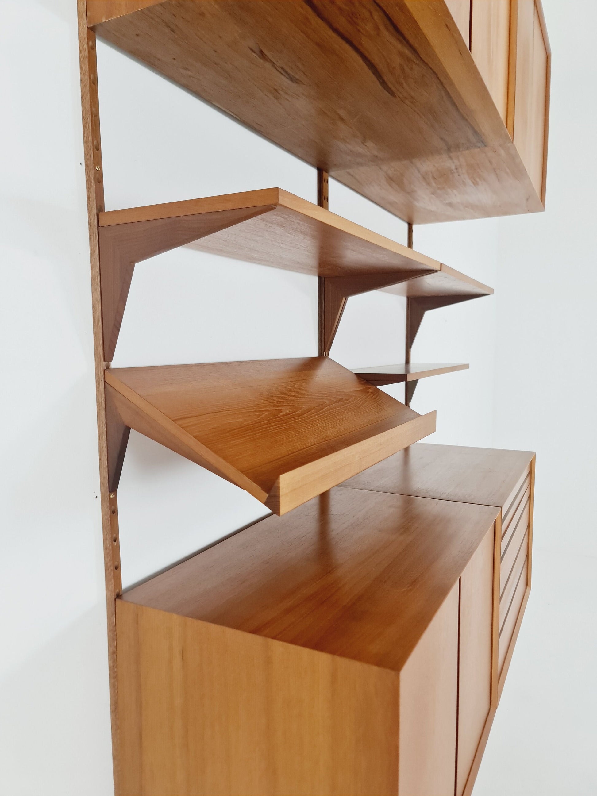Mid century Danish Teak Wall Unit with records cabinet and magazine rack by Poul Cadovius for Cado, Denmark, 1960s