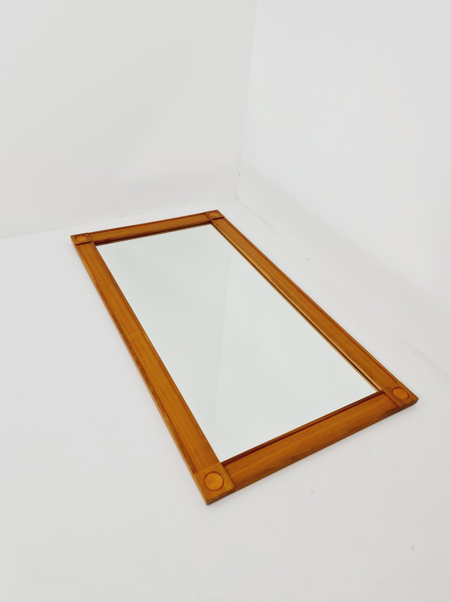 Big Teak Swidish mid-century Modern wall-mounted mirror By AB Nybrofabriken, 1960s
