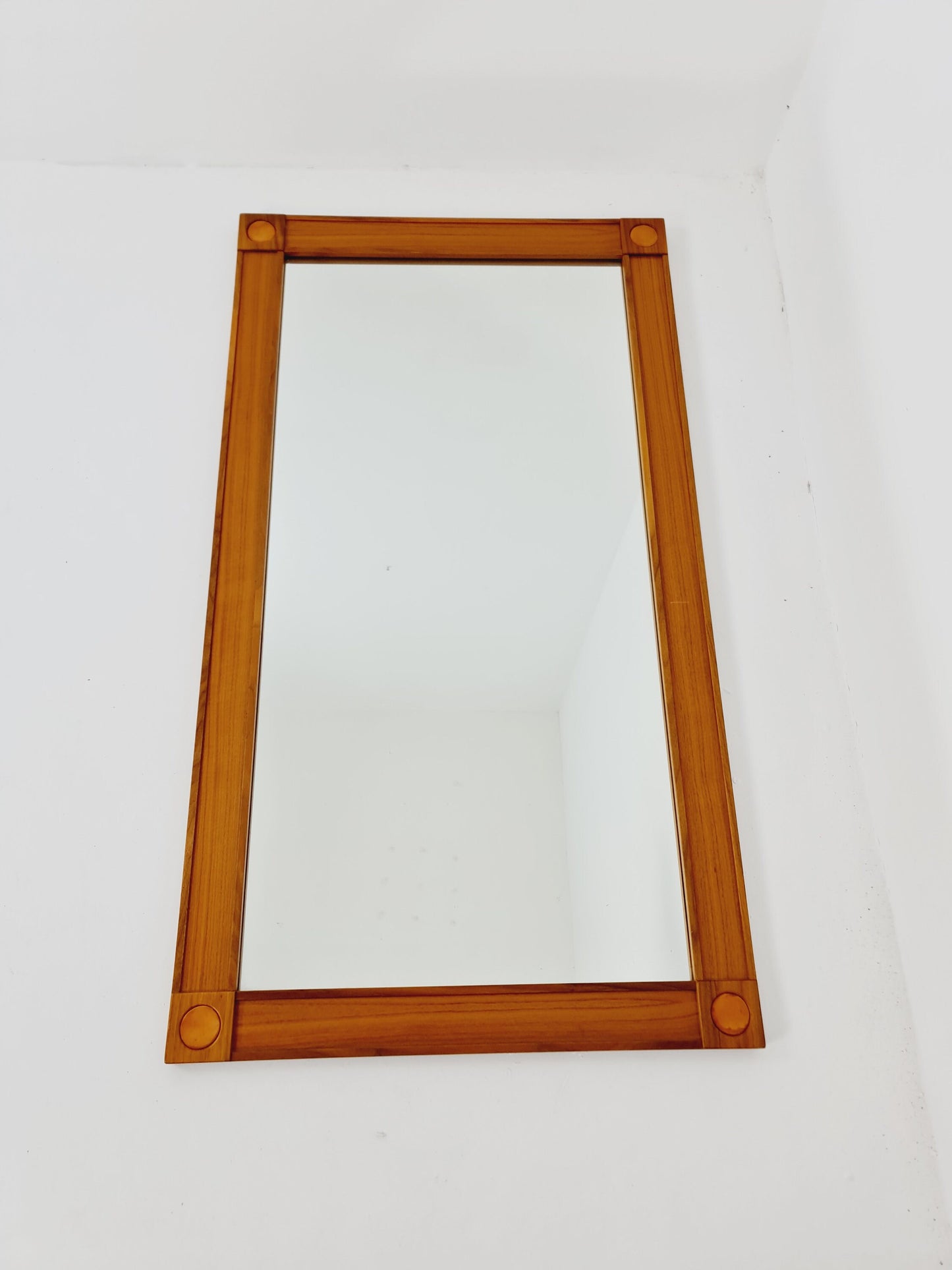 Big Teak Swidish mid-century Modern wall-mounted mirror By AB Nybrofabriken, 1960s