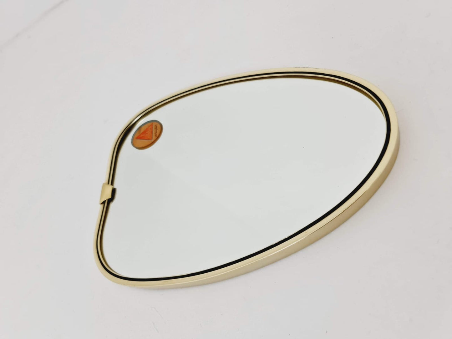 Small Midcentury Brass wall mirror with braided hanging strap by west Spiegel Germany 1960s