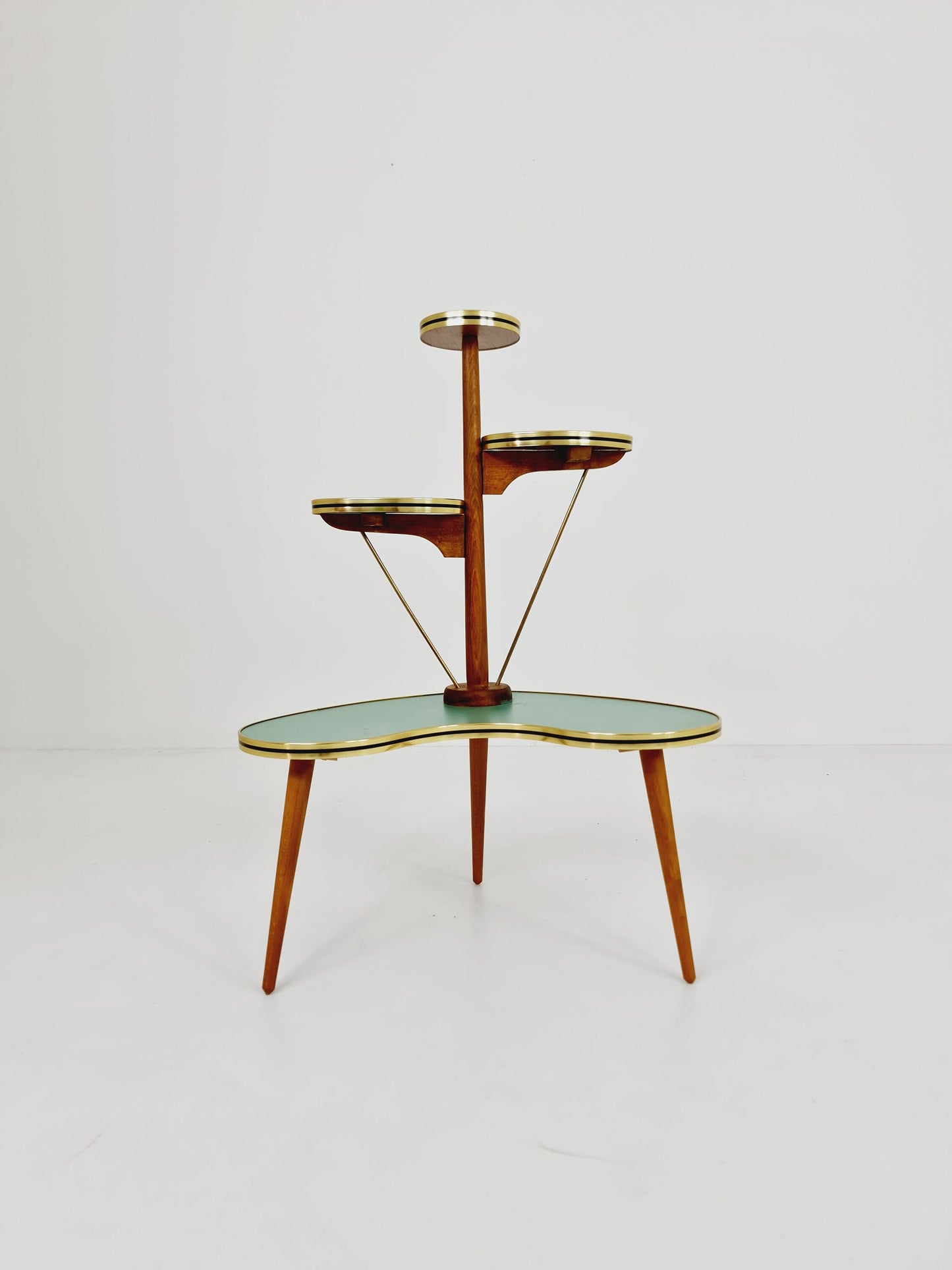 Rare Large German Plant Stand, Colorful Vintage Mid-Century Minimalist Indoor Plant Stand Side Table Retro flower table, 1950s