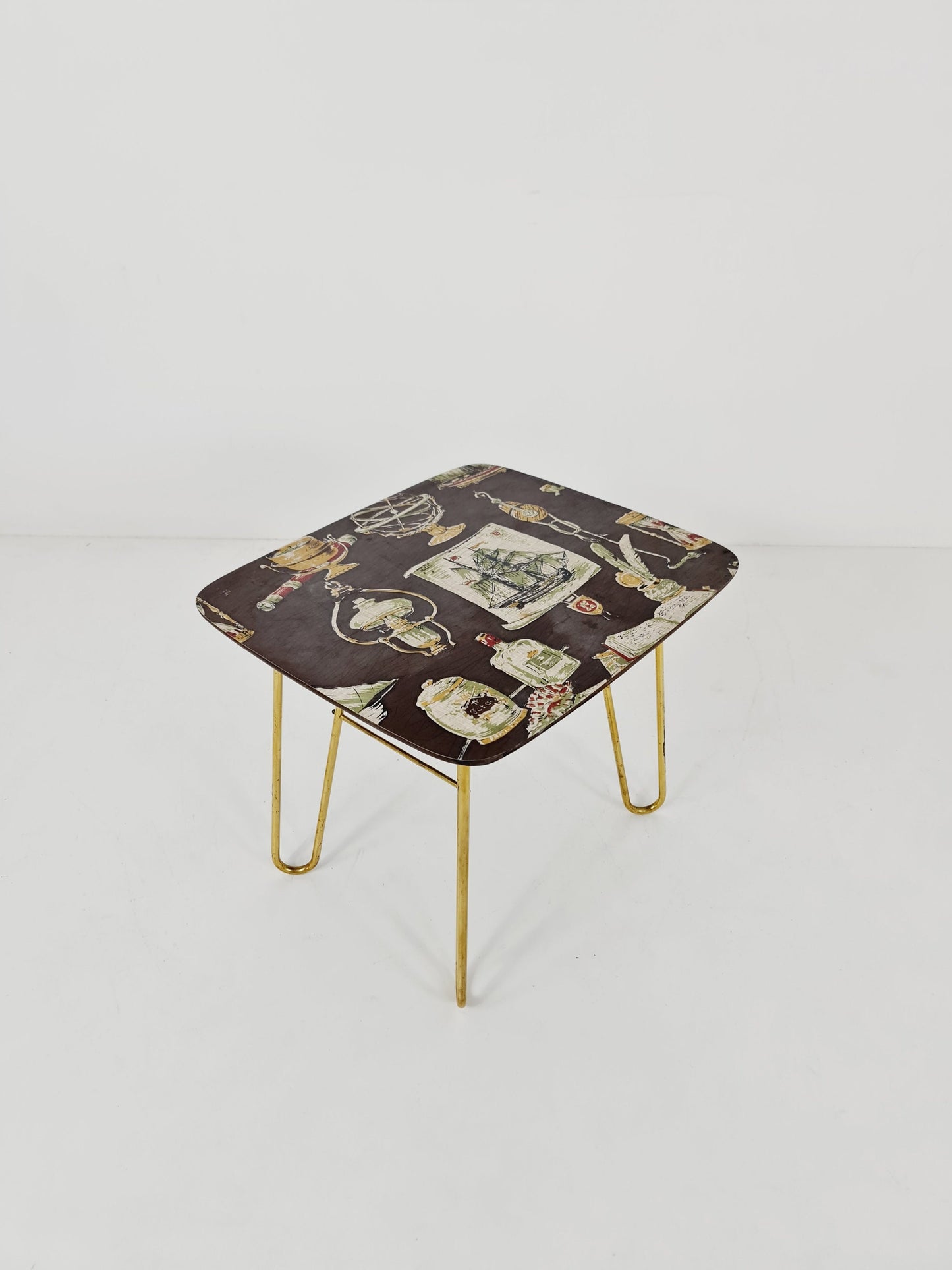Rare brass German vintage coffee table By Else Möbel, 1950s