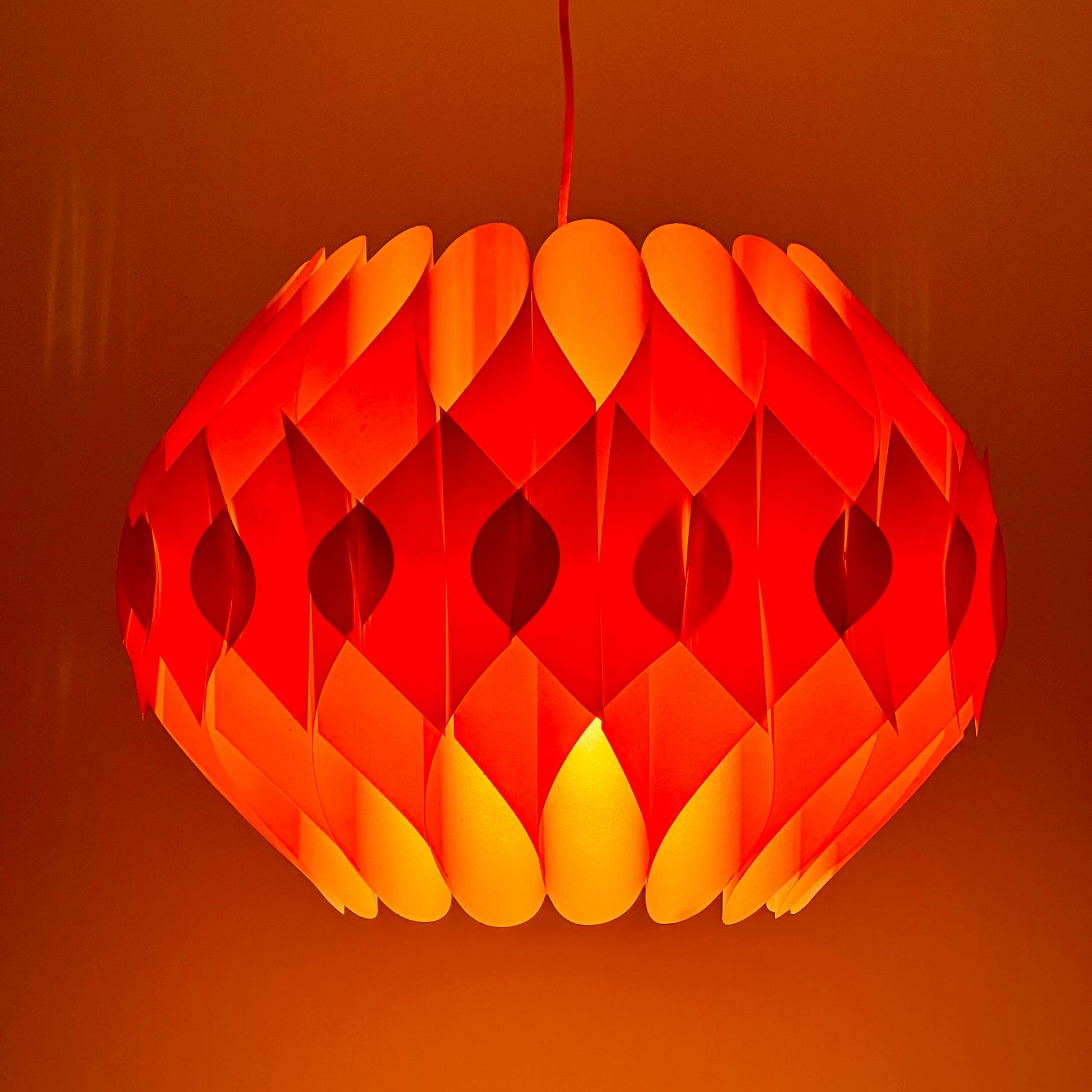 Spaceage orange Butterfly xl size Pendant Lamp by Lars Schiøler for Hoyrup, 1960s , Denmark