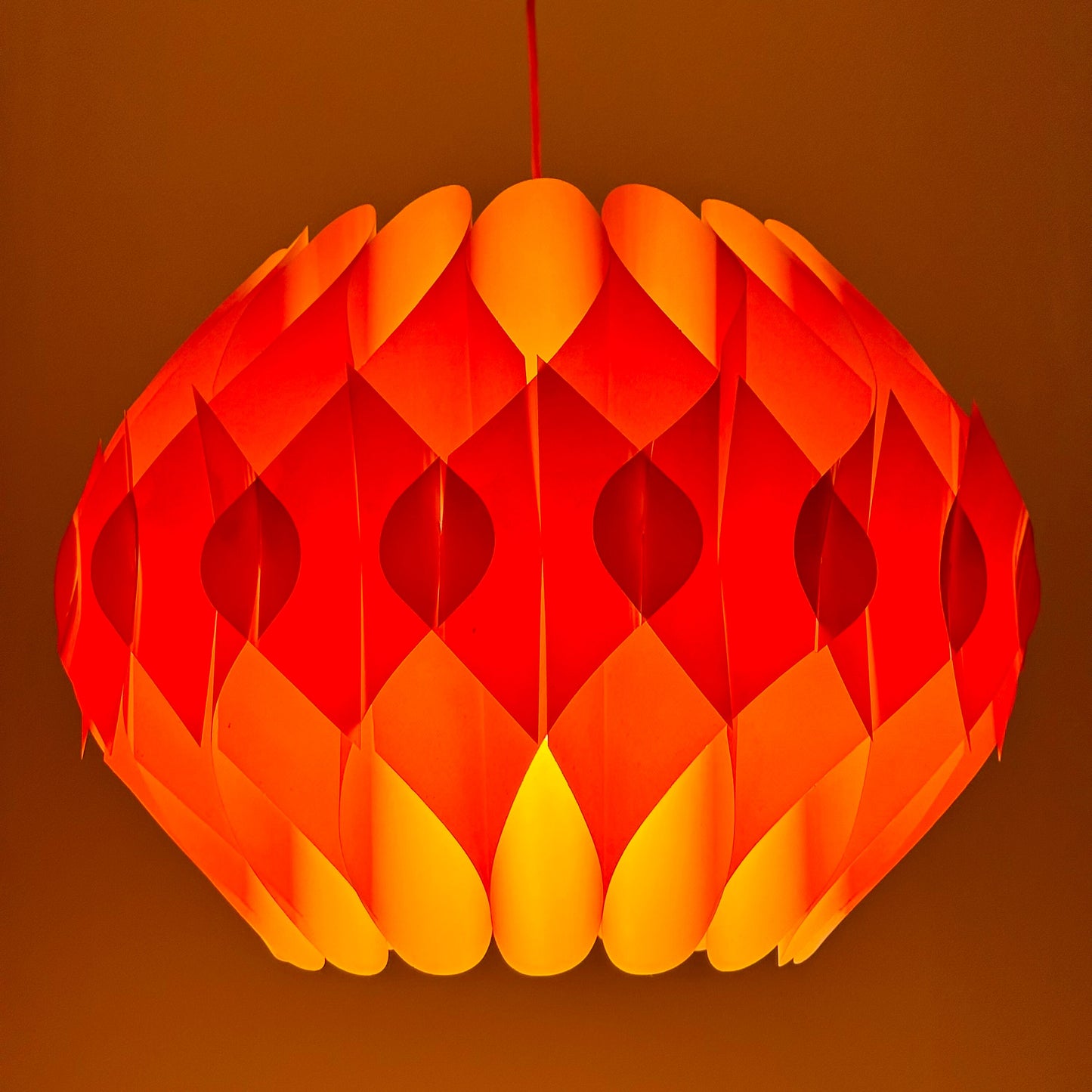 Spaceage orange Butterfly xl size Pendant Lamp by Lars Schiøler for Hoyrup, 1960s , Denmark