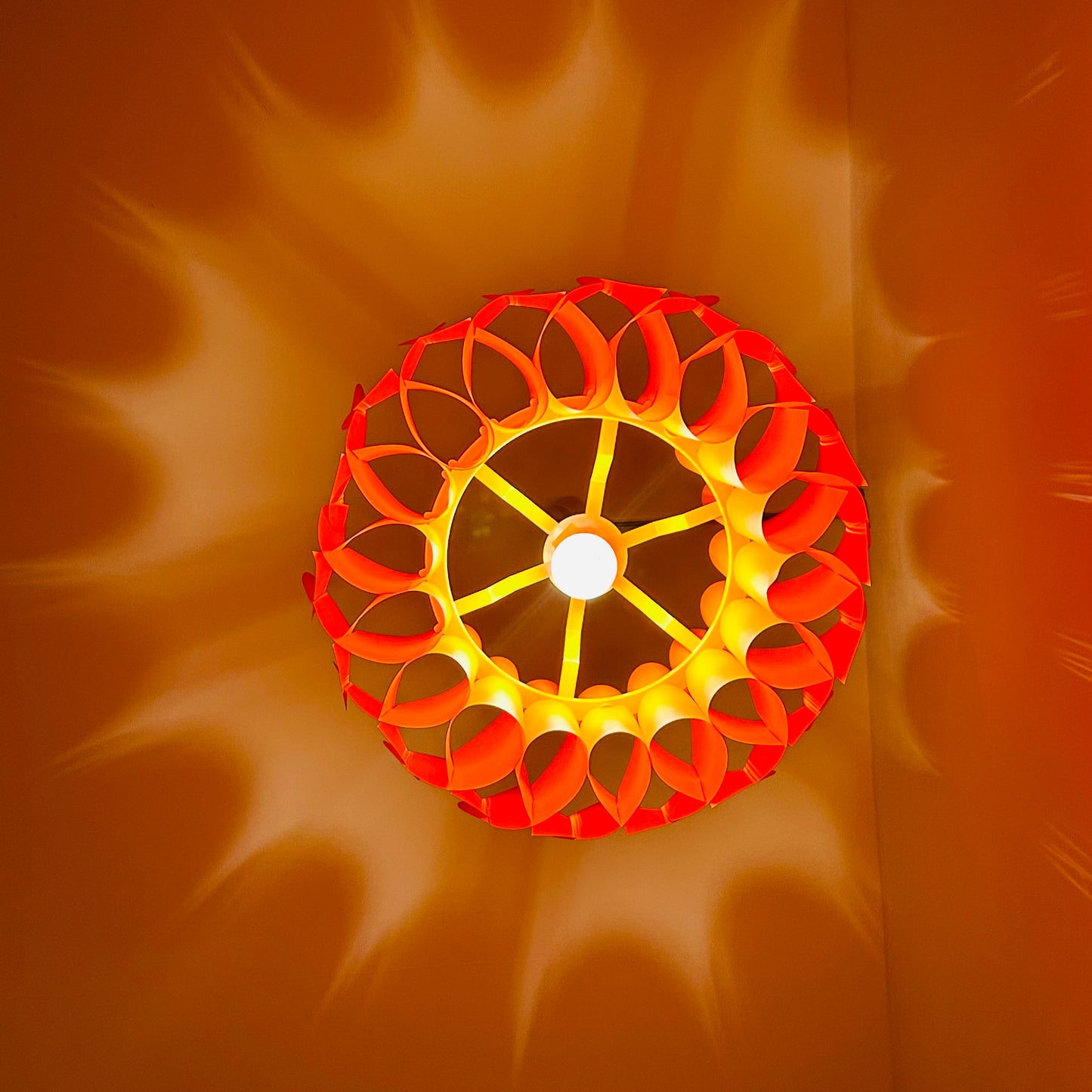 Spaceage orange Butterfly xl size Pendant Lamp by Lars Schiøler for Hoyrup, 1960s , Denmark