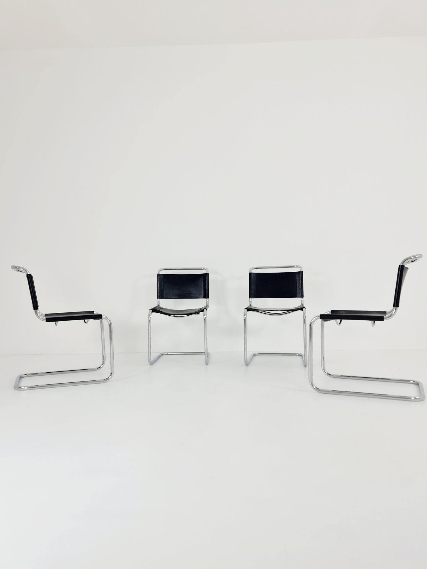 set of 4 Mid-Century Vintage S33 black Chairs by Mart Stam & Marcel Breuer from Thonet 1980s