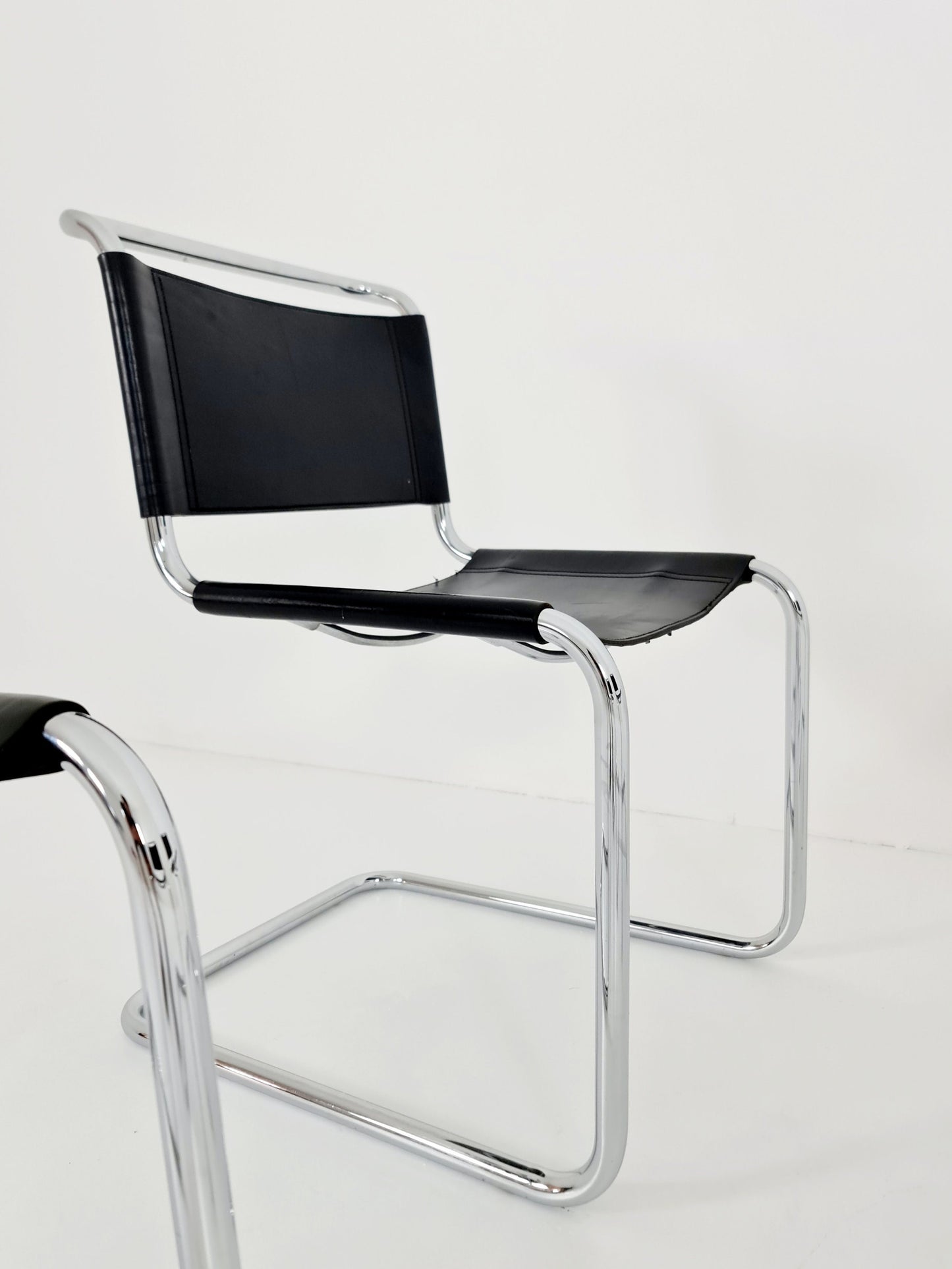 set of 4 Mid-Century Vintage S33 black Chairs by Mart Stam & Marcel Breuer from Thonet 1980s