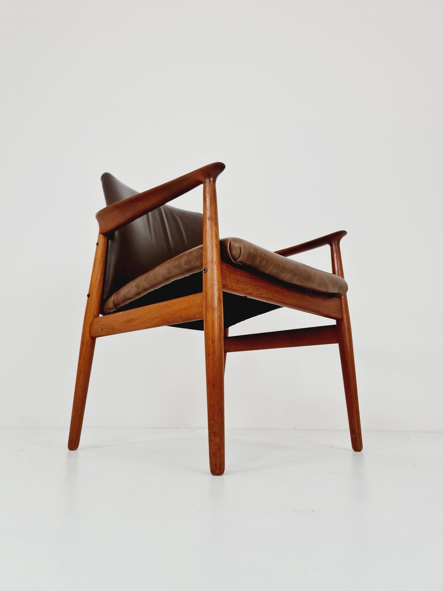 Danish teak and leather chair by Grete jalk for Glostrup Möbelfabik , 1960s