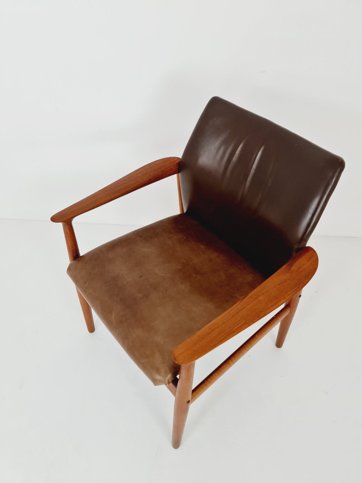 Danish teak and leather chair by Grete jalk for Glostrup Möbelfabik , 1960s