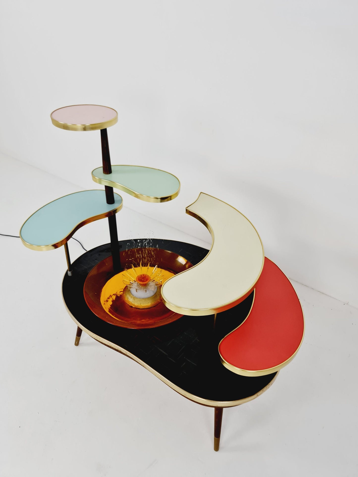 Rare Mid century Large German Plant Stand with fountain colorful Minimalist Plant Stand by Friwa west germany, 1960s