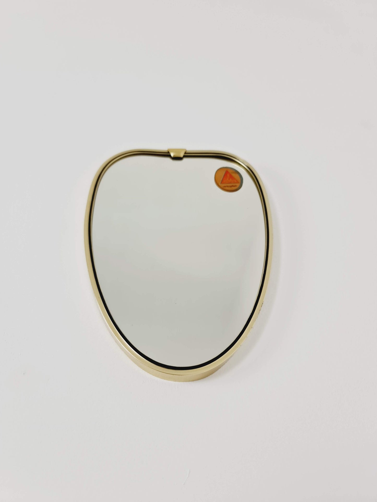 Small Midcentury Brass wall mirror with braided hanging strap by west Spiegel Germany 1960s
