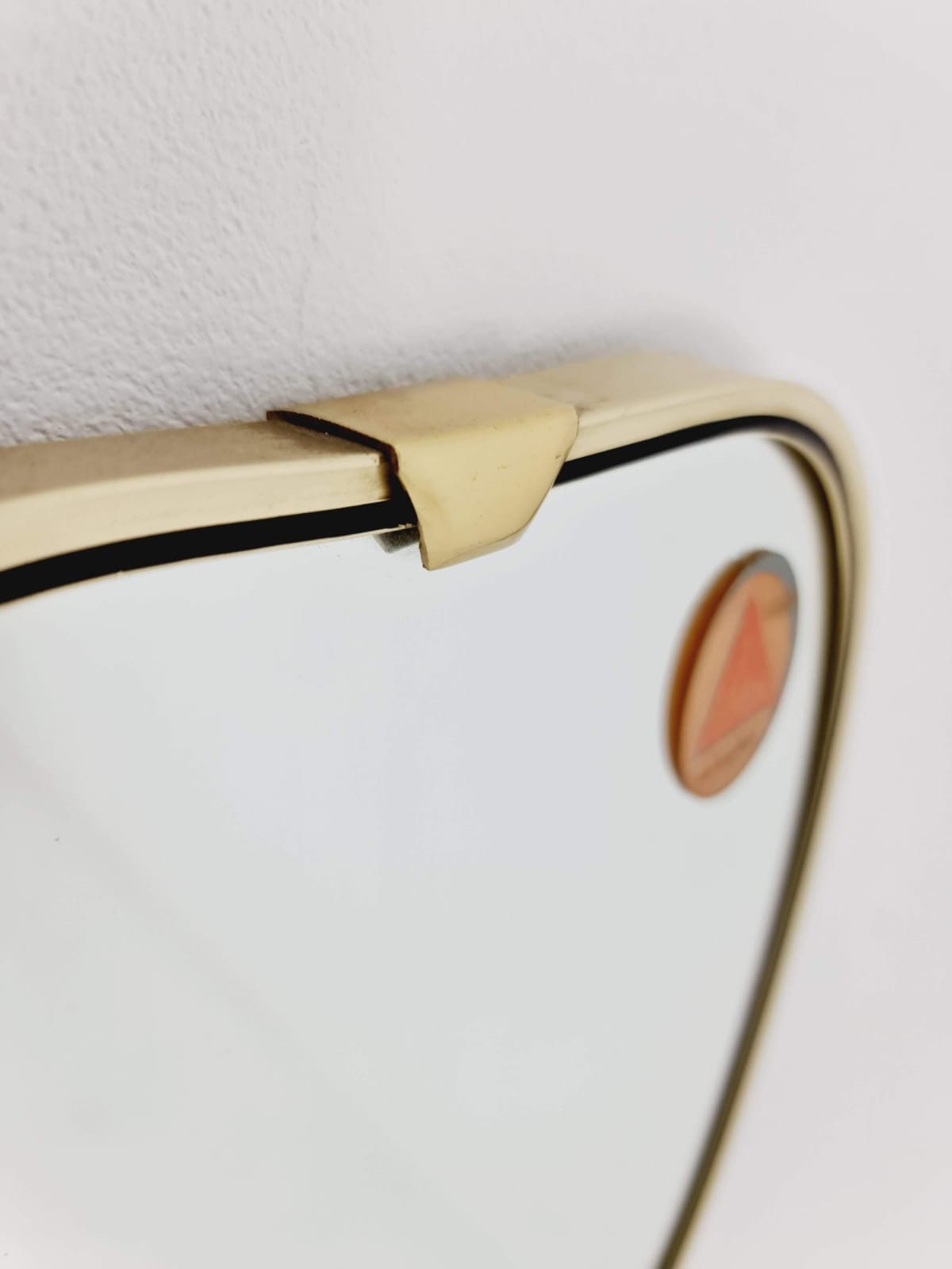 Small Midcentury Brass wall mirror with braided hanging strap by west Spiegel Germany 1960s
