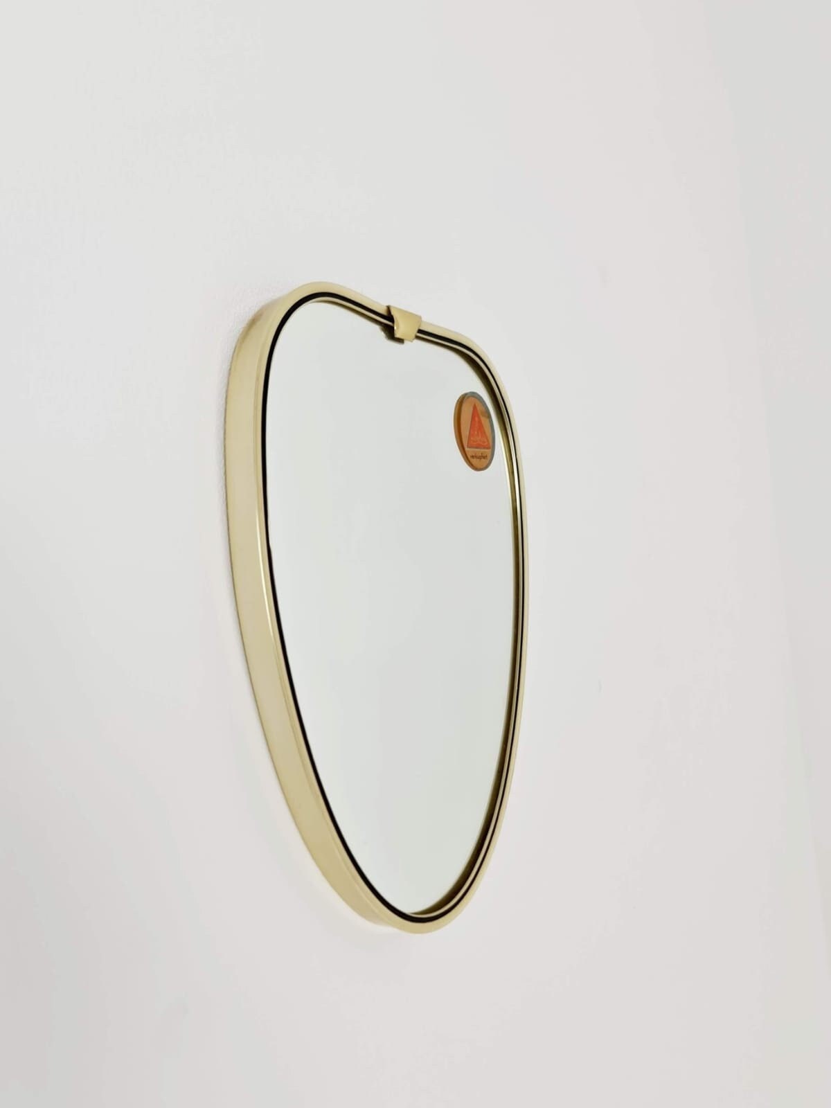Small Midcentury Brass wall mirror with braided hanging strap by west Spiegel Germany 1960s