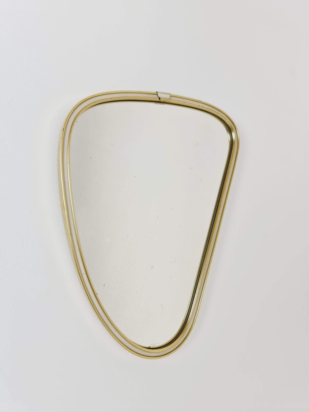 Small brass wall mirror from the middle of the century with braided hanging tape by Gregor Raumkunst Germany, 1960s
