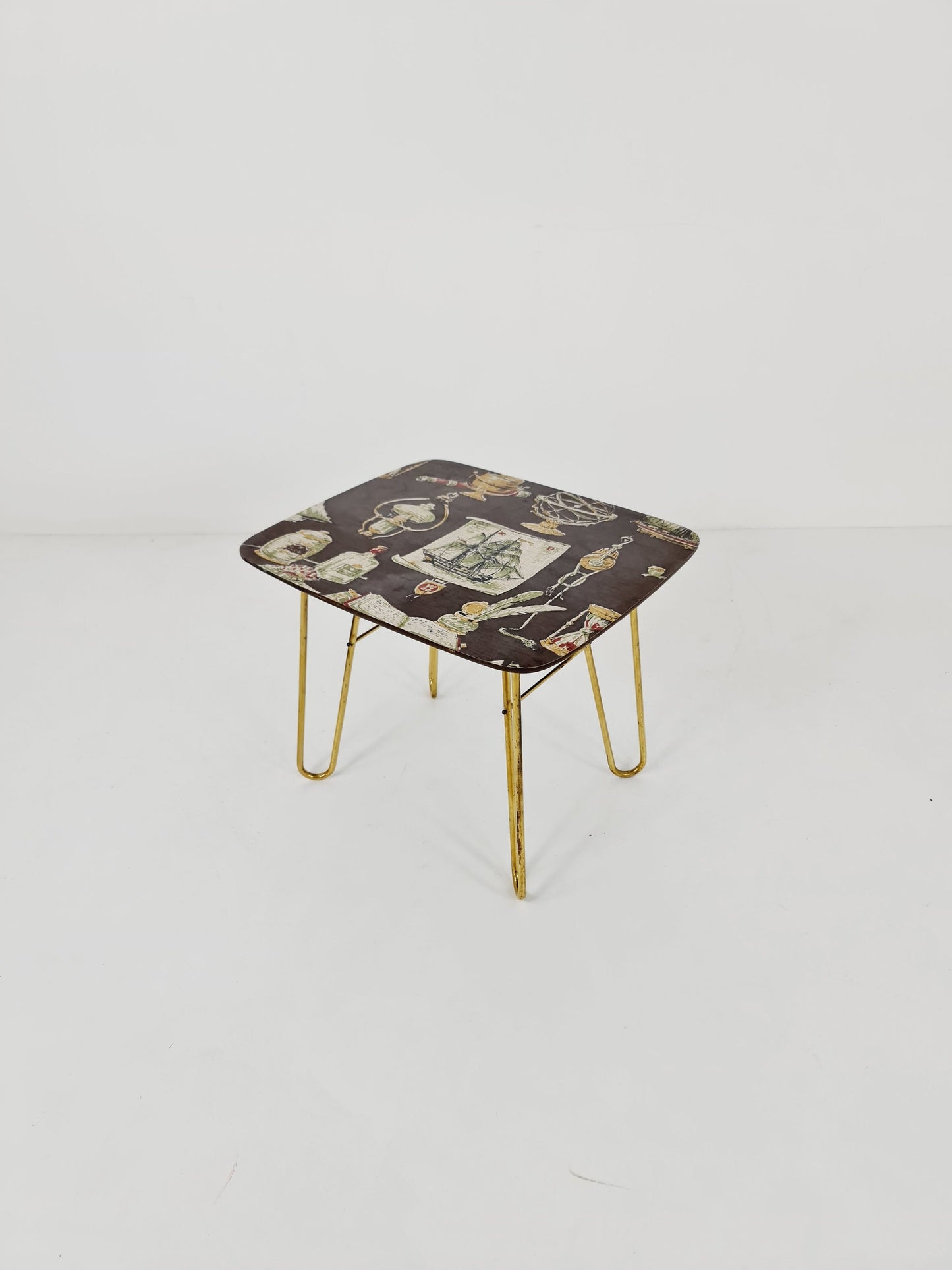 Rare brass German vintage coffee table By Else Möbel, 1950s