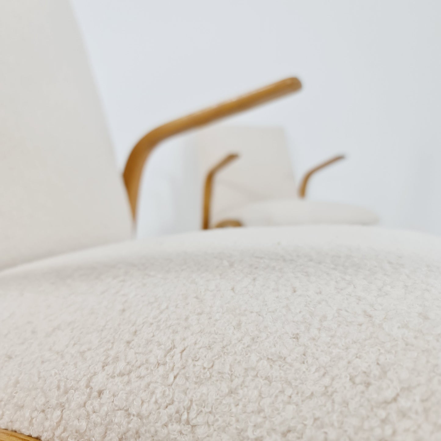 Vintage Concave armchair Set of 4 Teddy fabric by Paul & Arnold Bode for Federholzgesellschaft, 1950s
