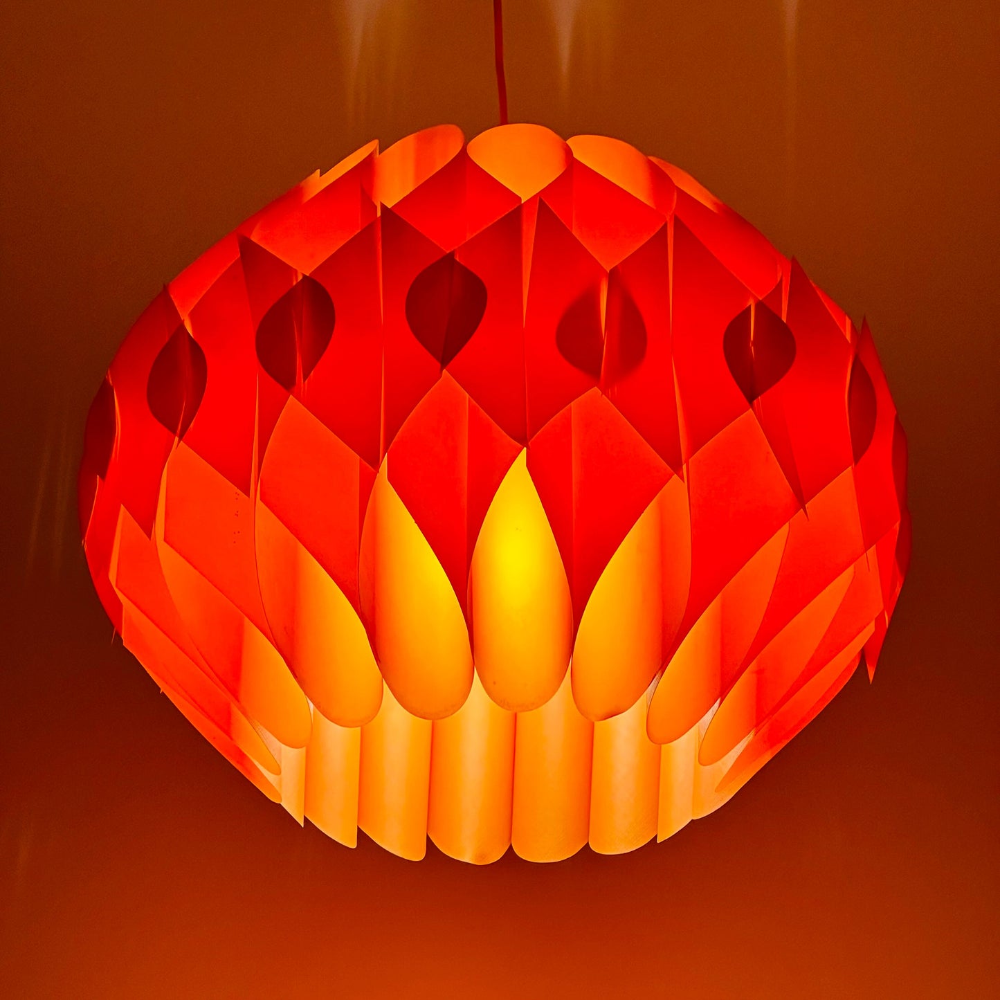 Spaceage orange Butterfly xl size Pendant Lamp by Lars Schiøler for Hoyrup, 1960s , Denmark