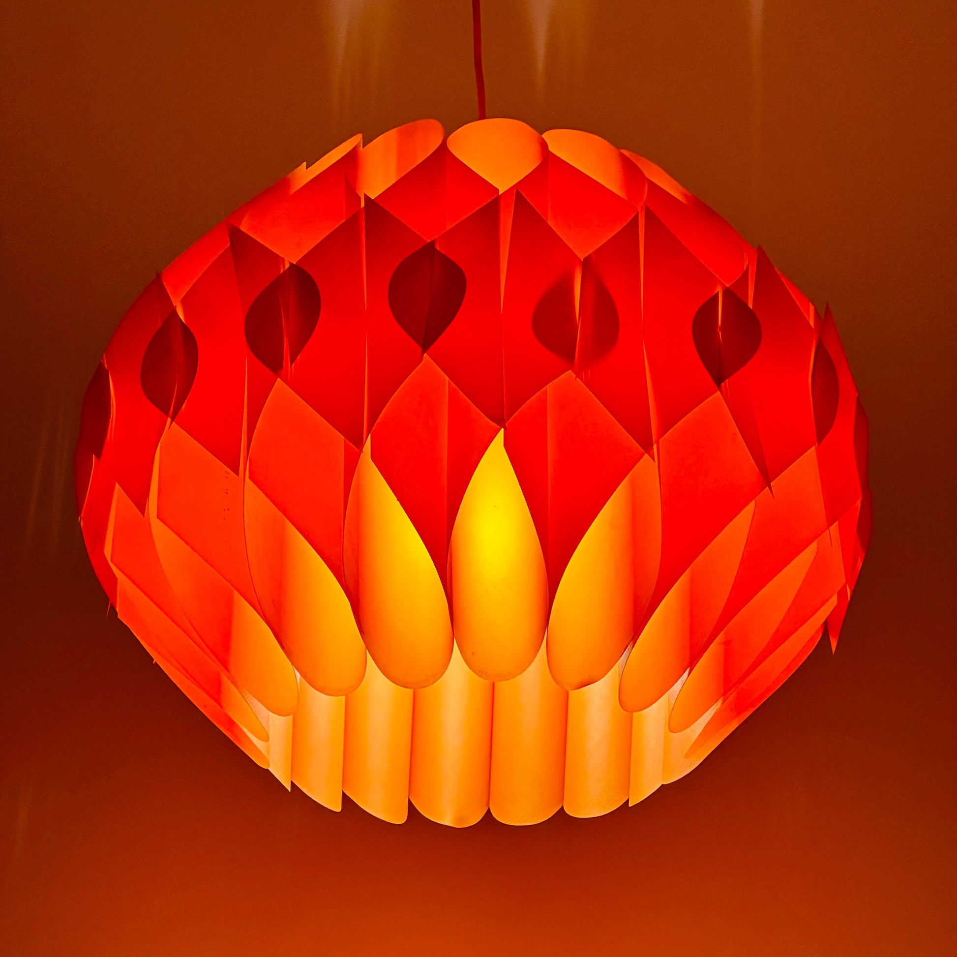 Spaceage orange Butterfly xl size Pendant Lamp by Lars Schiøler for Hoyrup, 1960s , Denmark