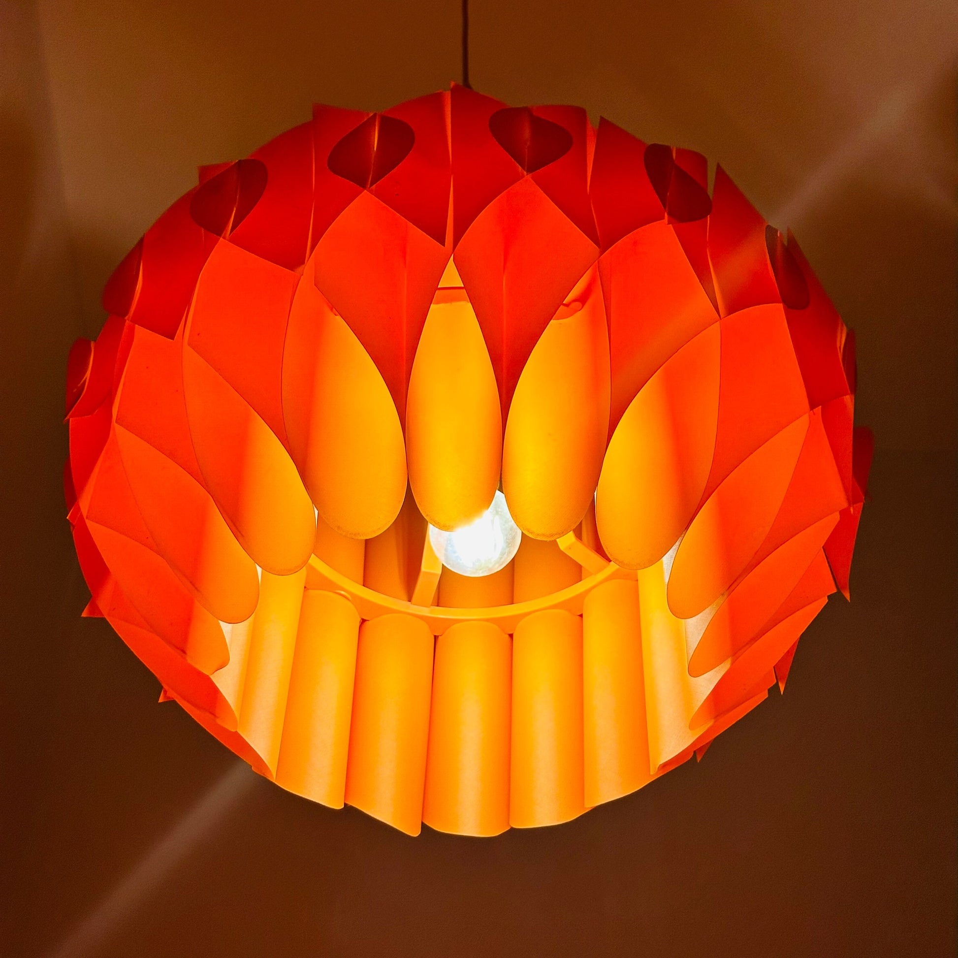 Spaceage orange Butterfly xl size Pendant Lamp by Lars Schiøler for Hoyrup, 1960s , Denmark