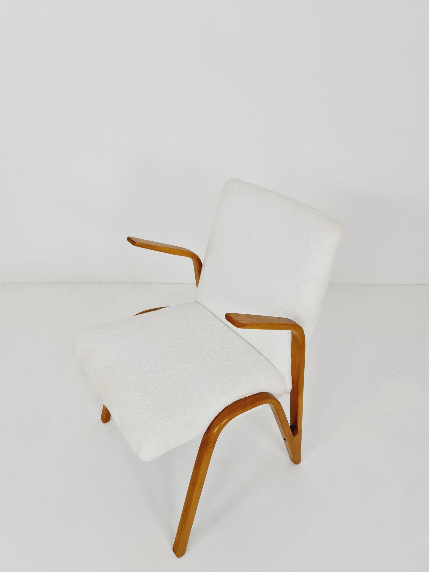 Vintage Concave armchair Teddy fabric by Paul & Arnold Bode for Federholzgesellschaft, 1950s
